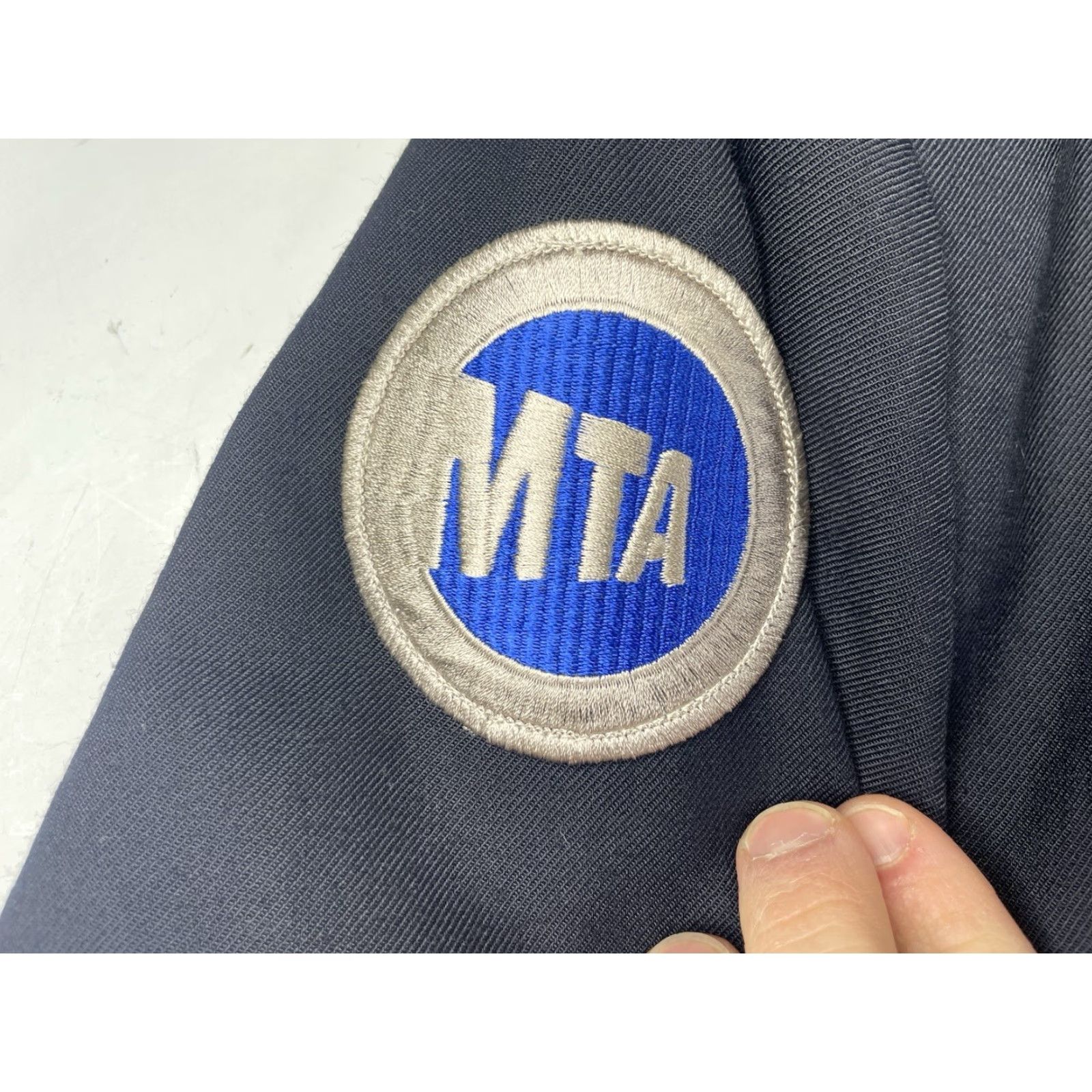 Vintage VINTAGE MTA Blazer Jacket Navy Blue 40R Poly Wool Lining Embroidered Logo Zipper Classic Fit Men’s Workwear Size 40R - 5 Thumbnail