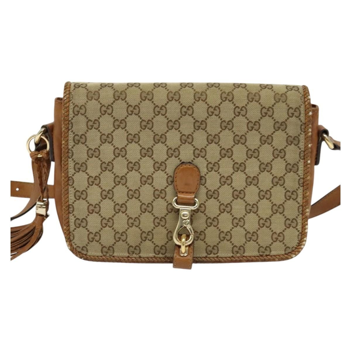 Gucci GUCCI GG Canvas Shoulder Bag Beige Gold Size ONE SIZE - 13 Thumbnail