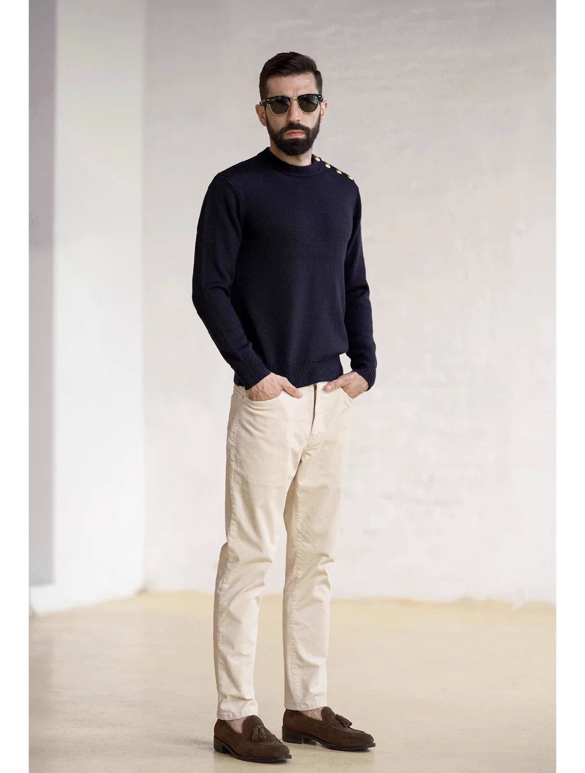 Saint Laurent Paris SLP 16fw navy epaulette lion gold buttons knit L Size US L / EU 52-54 / 3 - 6 Thumbnail