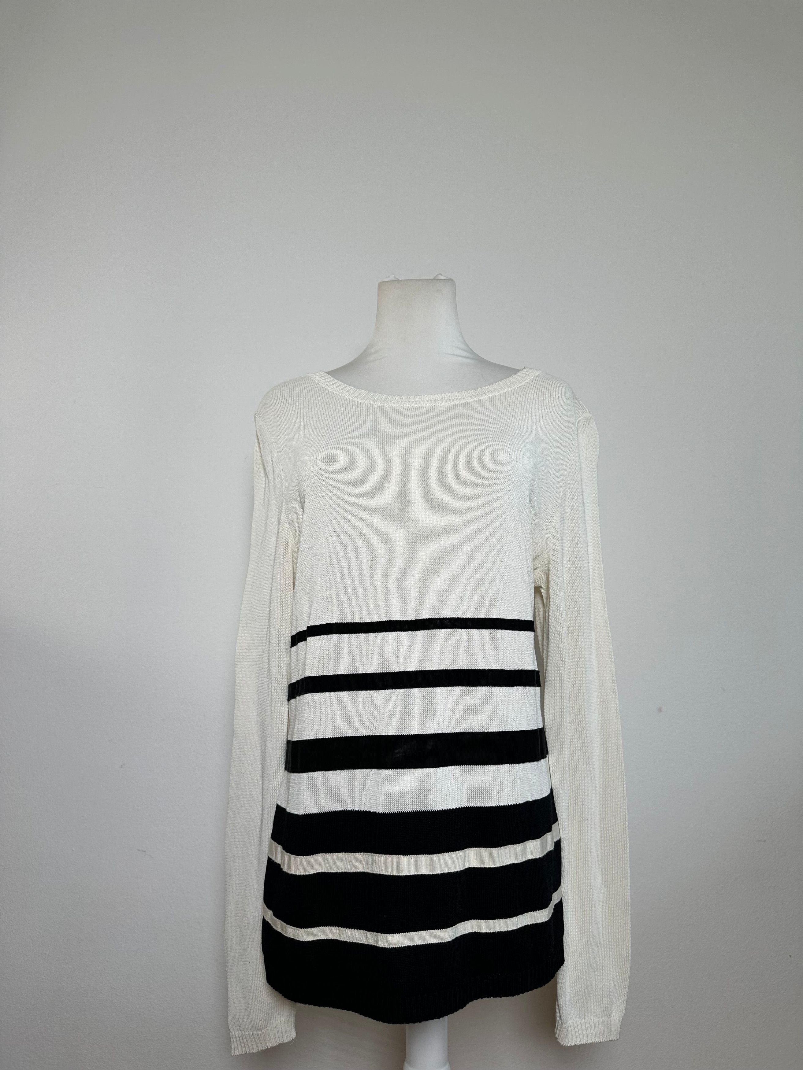 Salvatore Ferragamo Vintage Striped Knit Top Cream Black XL Size XL / US 12-14 / IT 48-50 - 1 Thumbnail