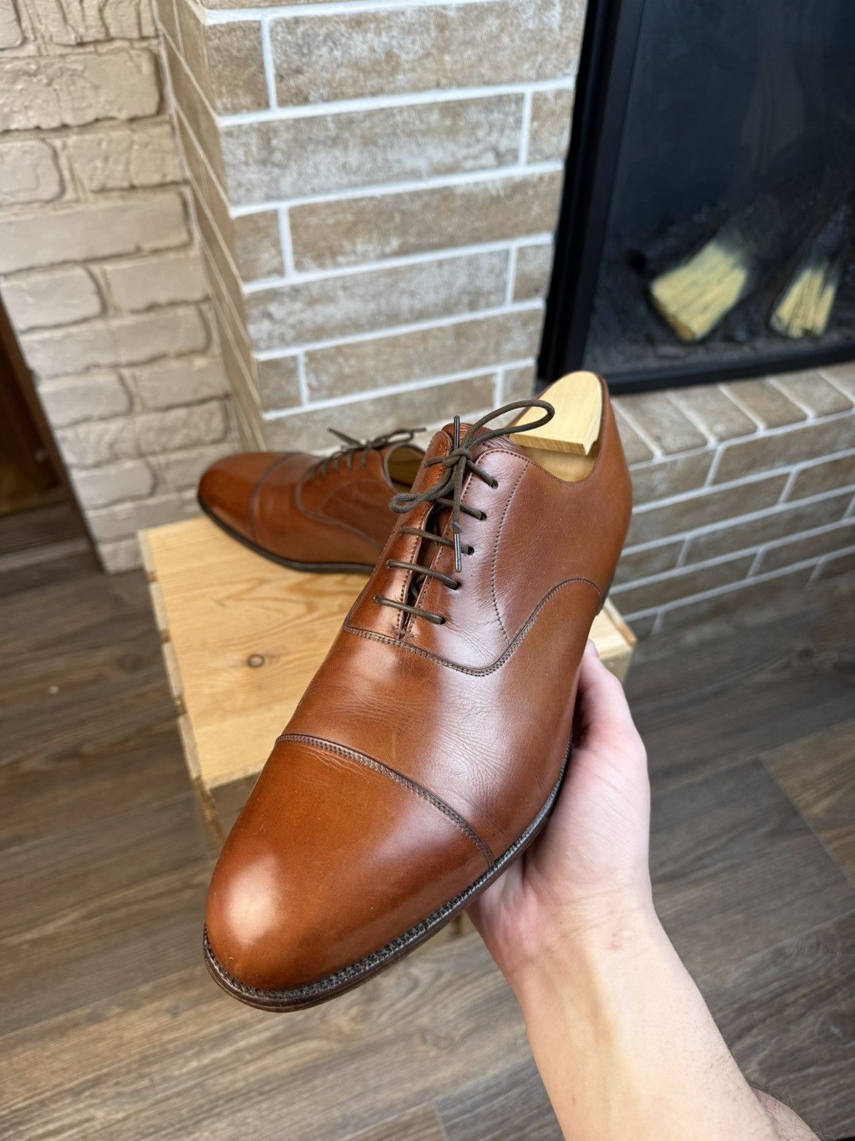 Edward Green Edward Green Chelsea Brown Oxford Leather Shoes UK10 US11 Size US 11 / EU 44 - 5 Thumbnail