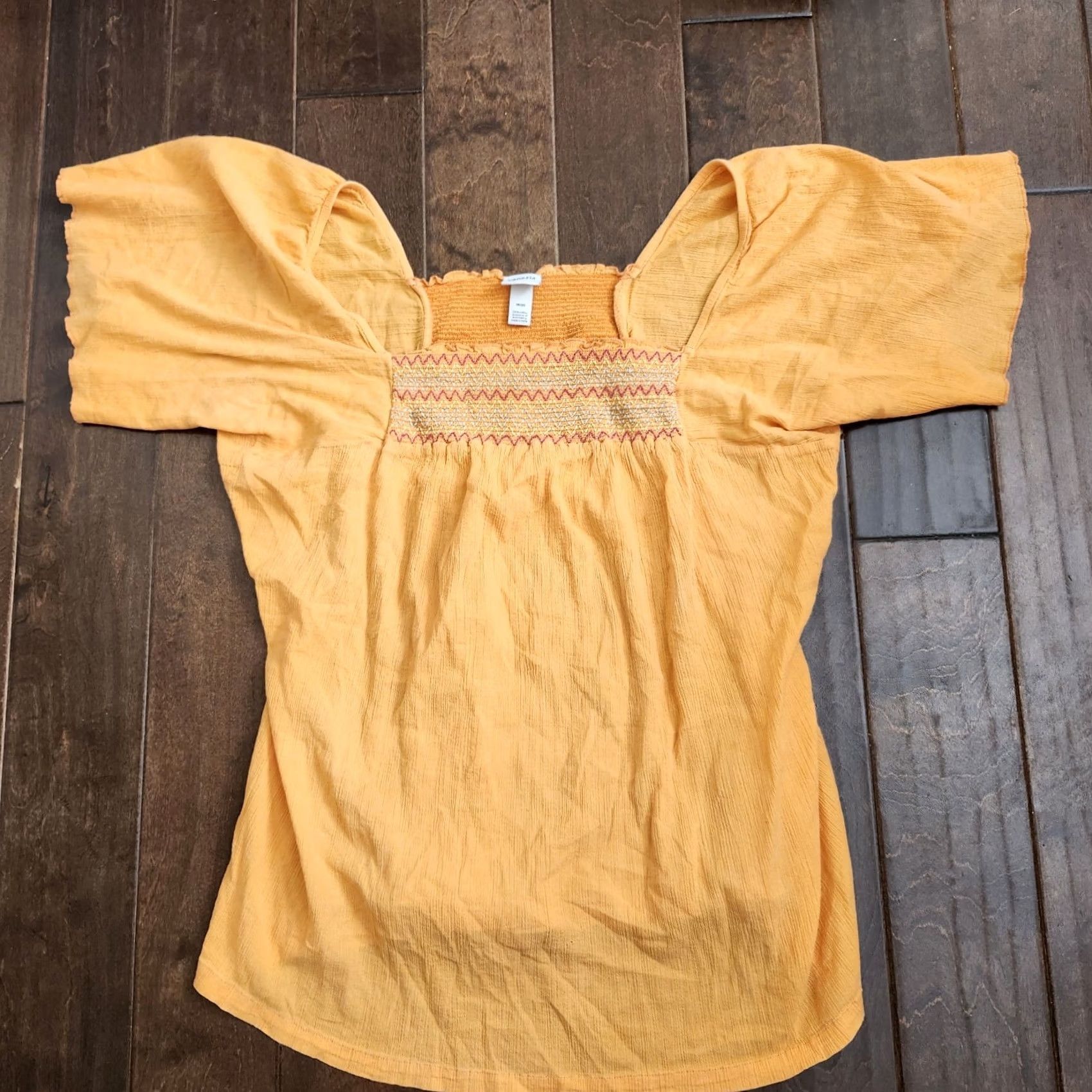Vintage Venezia Womens Blouse Shirt 18/20 Orange 100% Cotton Square Neck Flared Sleeve Plus Size Relaxed Fit Size XXL / US 16-18 / IT 52-54 - 2 Thumbnail