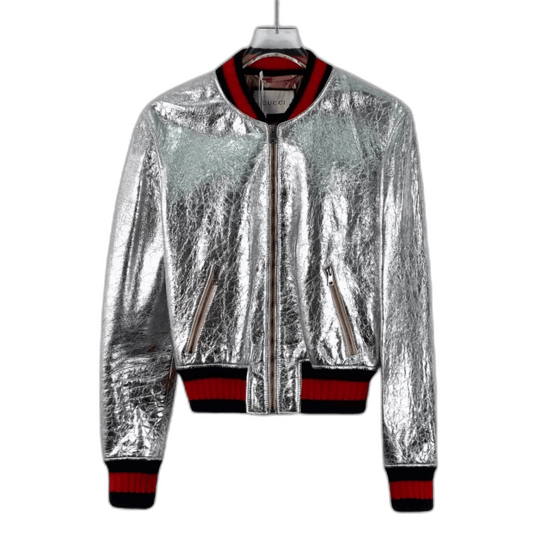 Gucci Silver Wool Leather Bomber Jacket by Gucci-2505 Size M / US 6-8 / IT 42-44 - 1 Thumbnail