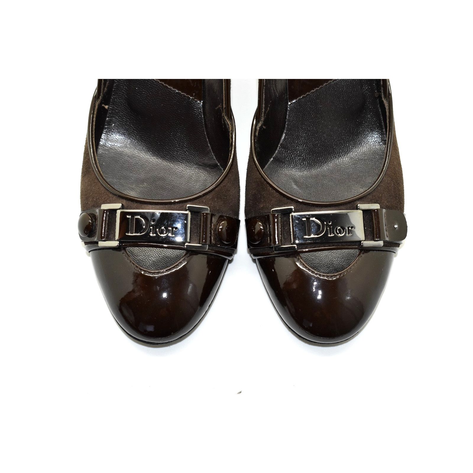 Christian Dior Monsieur CHRISTIAN DIOR Button Escarp 7 Marron Leather Pump Sz 37 Size US 6.5 / IT 36.5 - 5 Thumbnail