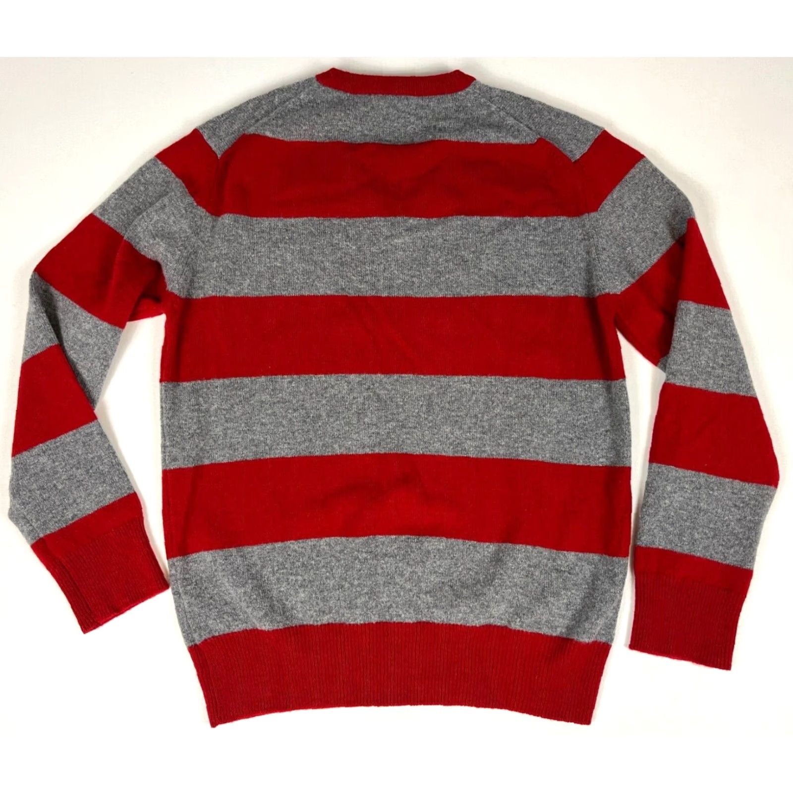 Hackett Hackett London Men’s Pullover V-Neck Sweater 100% Lambswool Striped Sz S Gray Red Size US S / EU 44-46 / 1 - 2 Thumbnail
