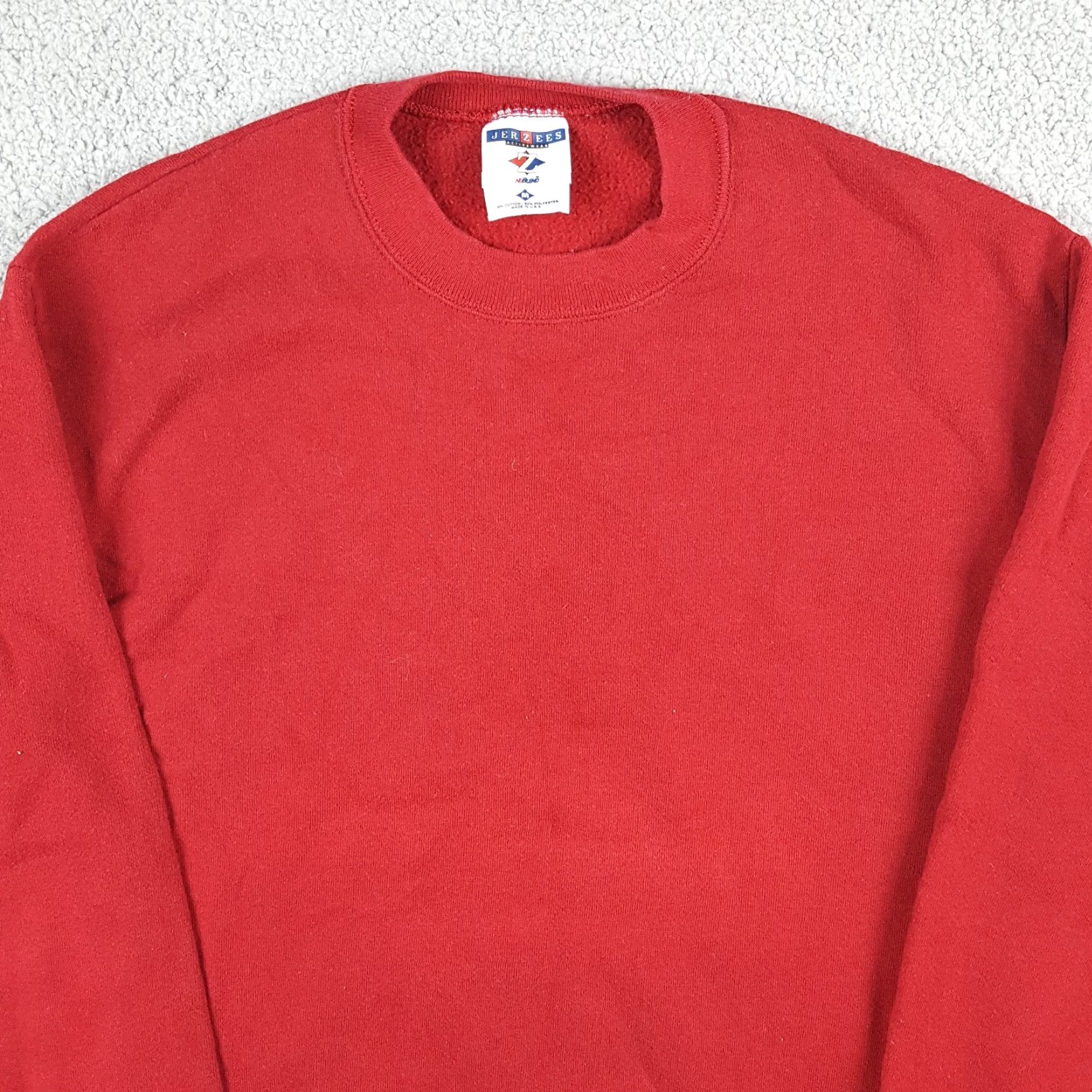 Jerzees Jerzees Sweatshirt Unisex Adults M Red Y2K Plain Pullover Crewneck Fleece Grunge 90s Size M / US 6-8 / IT 42-44 - 2 Thumbnail