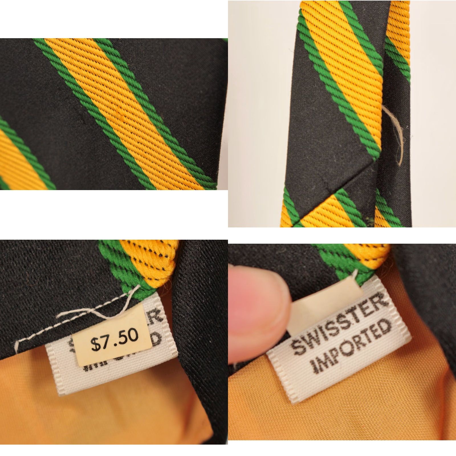 Vintage VINTAGE James Davis 70s Tie Neck Tie Men's NOS Black & Yellow Striped Pattern Wide 61" Nylon Geometric Mens Size ONE SIZE - 8 Thumbnail
