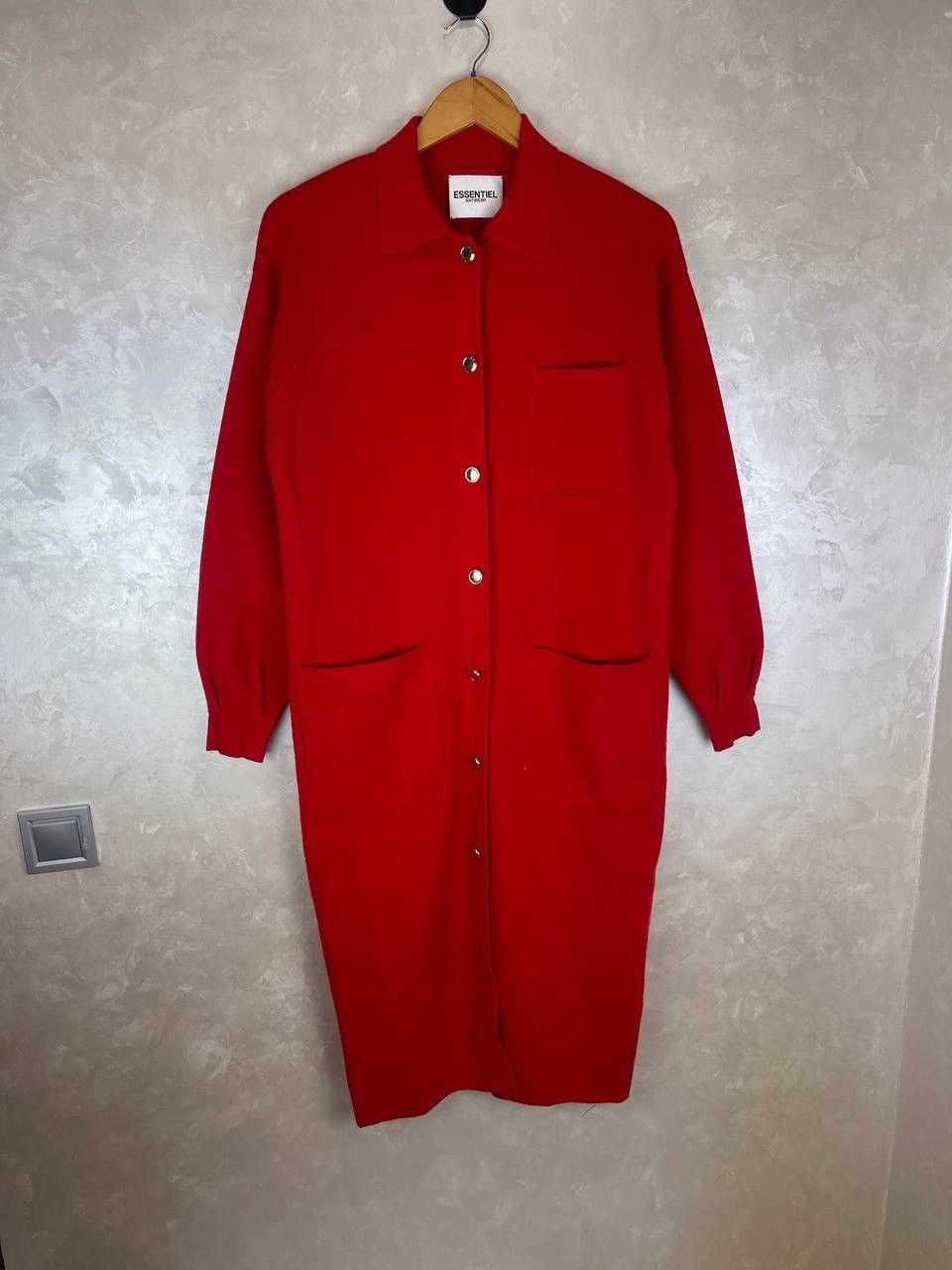Essentiel Antwerp Essentiel Antwerp Red Knit Shirt Dress XS Wool Size XS / US 0-2 / IT 36-38 - 1 Thumbnail