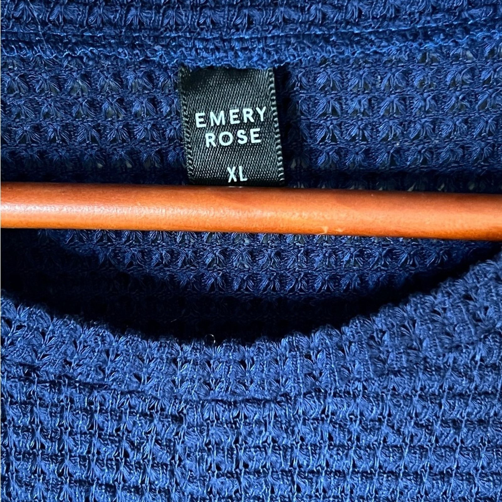 Other Emery Rose Short Sleeve Waffle Knit Pullover Top Navy Blue Size XL / US 12-14 / IT 48-50 - 3 Thumbnail