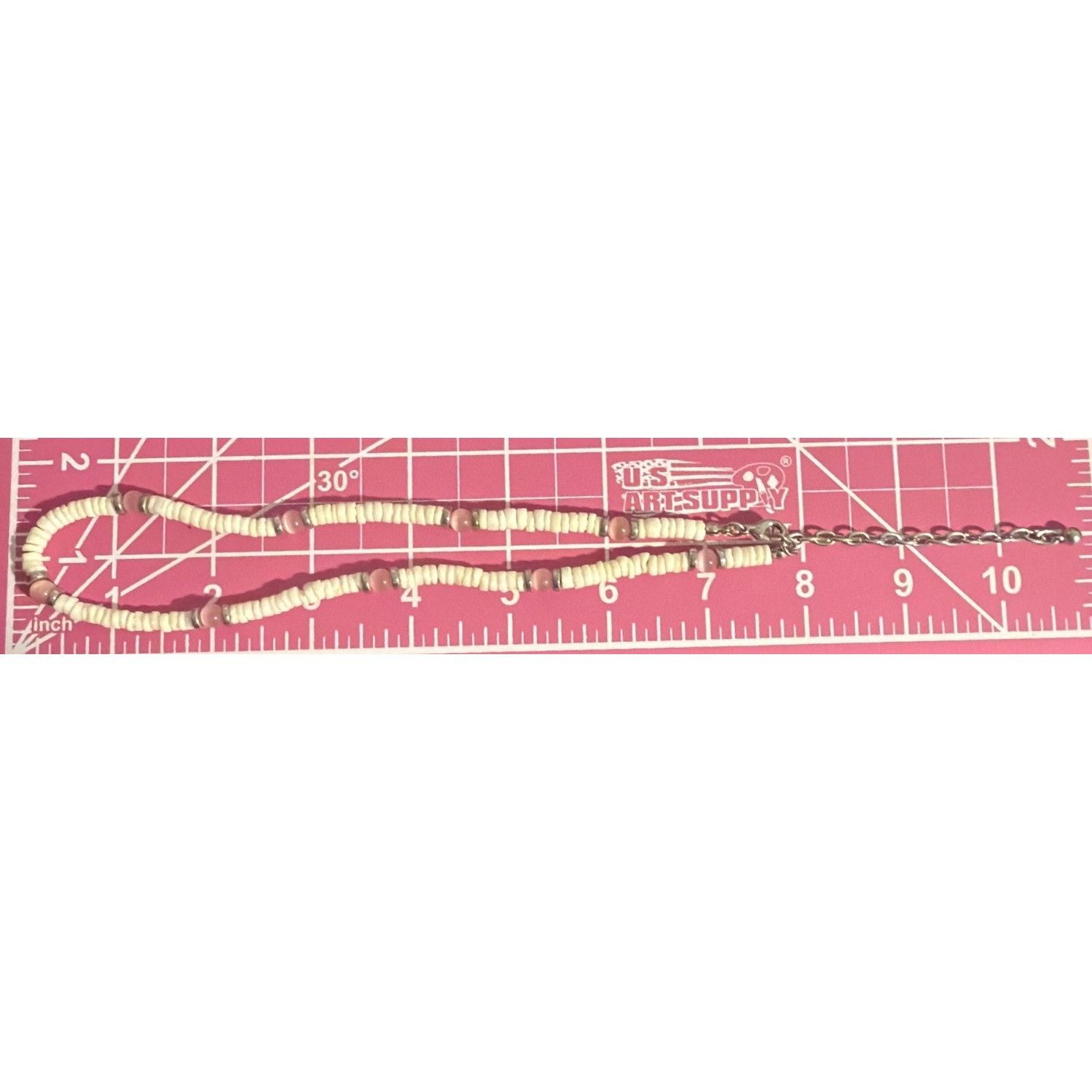 Other Vintage Puka Shell Pink Cats Eye Bead Necklace Silver Tone A Size ONE SIZE - 4 Thumbnail