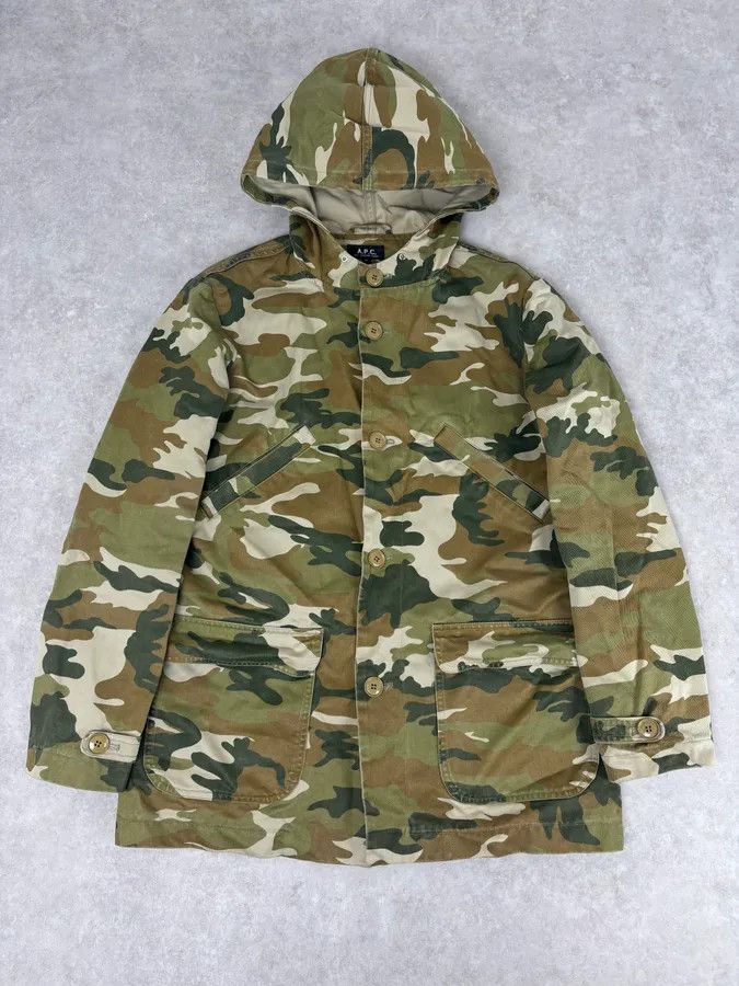 A.P.C. A.P.C. Khaki Camo Hooded Jacket Multi-Pocket Jacket Size US M / EU 48-50 / 2 - 1 Thumbnail