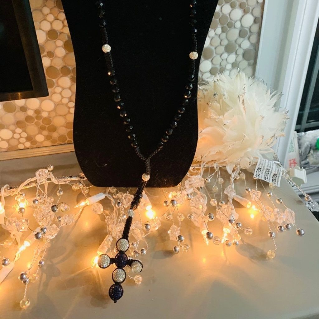 Other Black Beads Rosary with Cross Size ONE SIZE - 1 Thumbnail