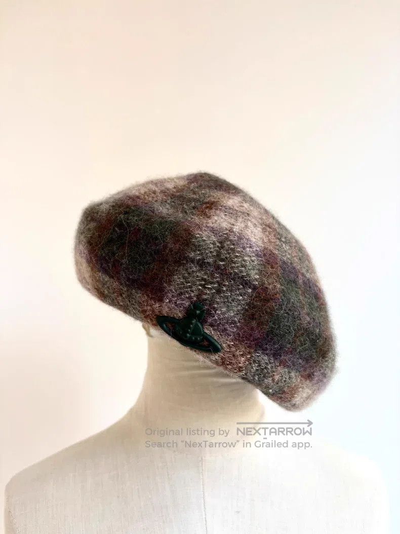 Vivienne Westwood Vivienne Westwood Beige and Brown Plaid Saturn Beret Size ONE SIZE - 2 Thumbnail