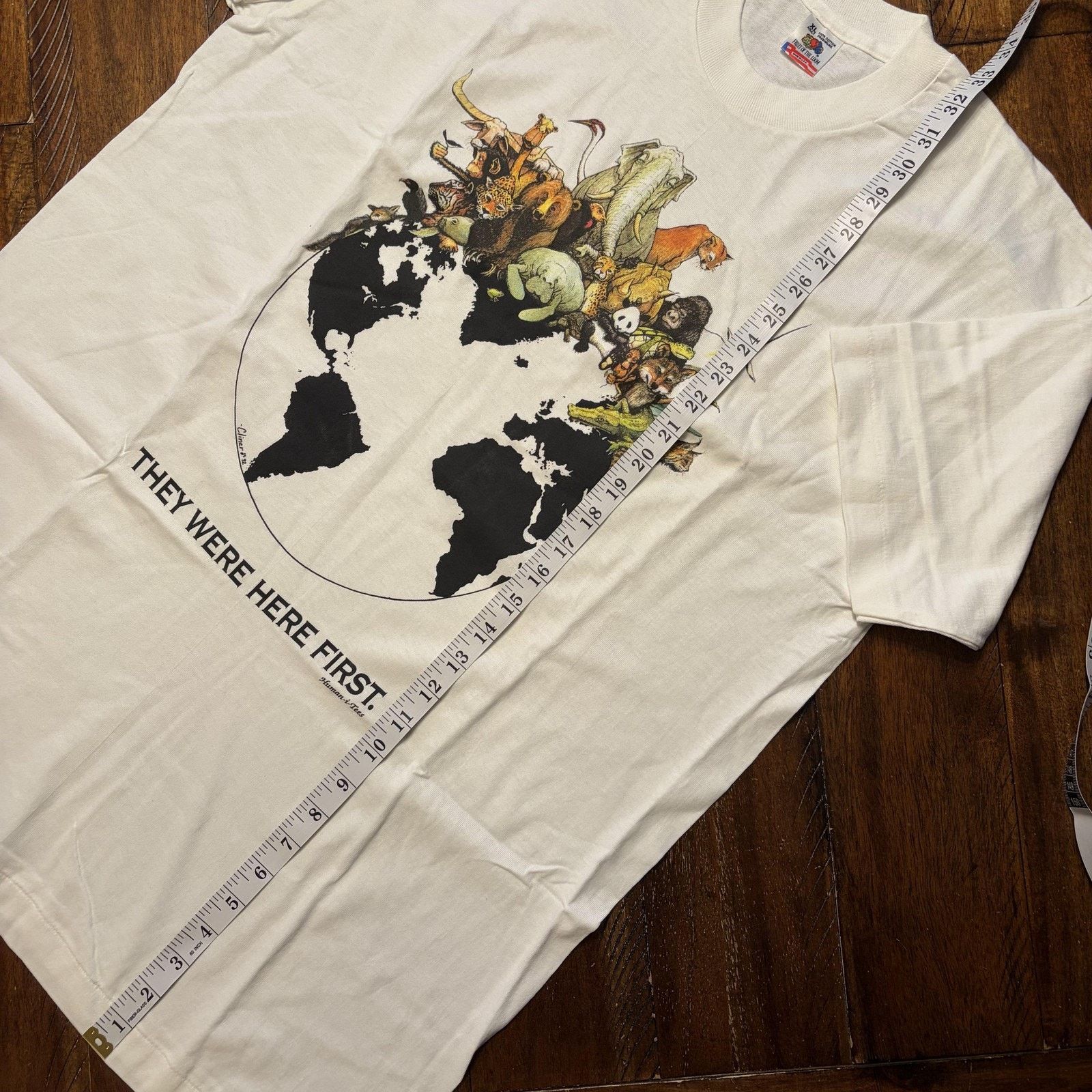 Vtg Fruit Of The Loom They Were Here First Shirt XL Animals