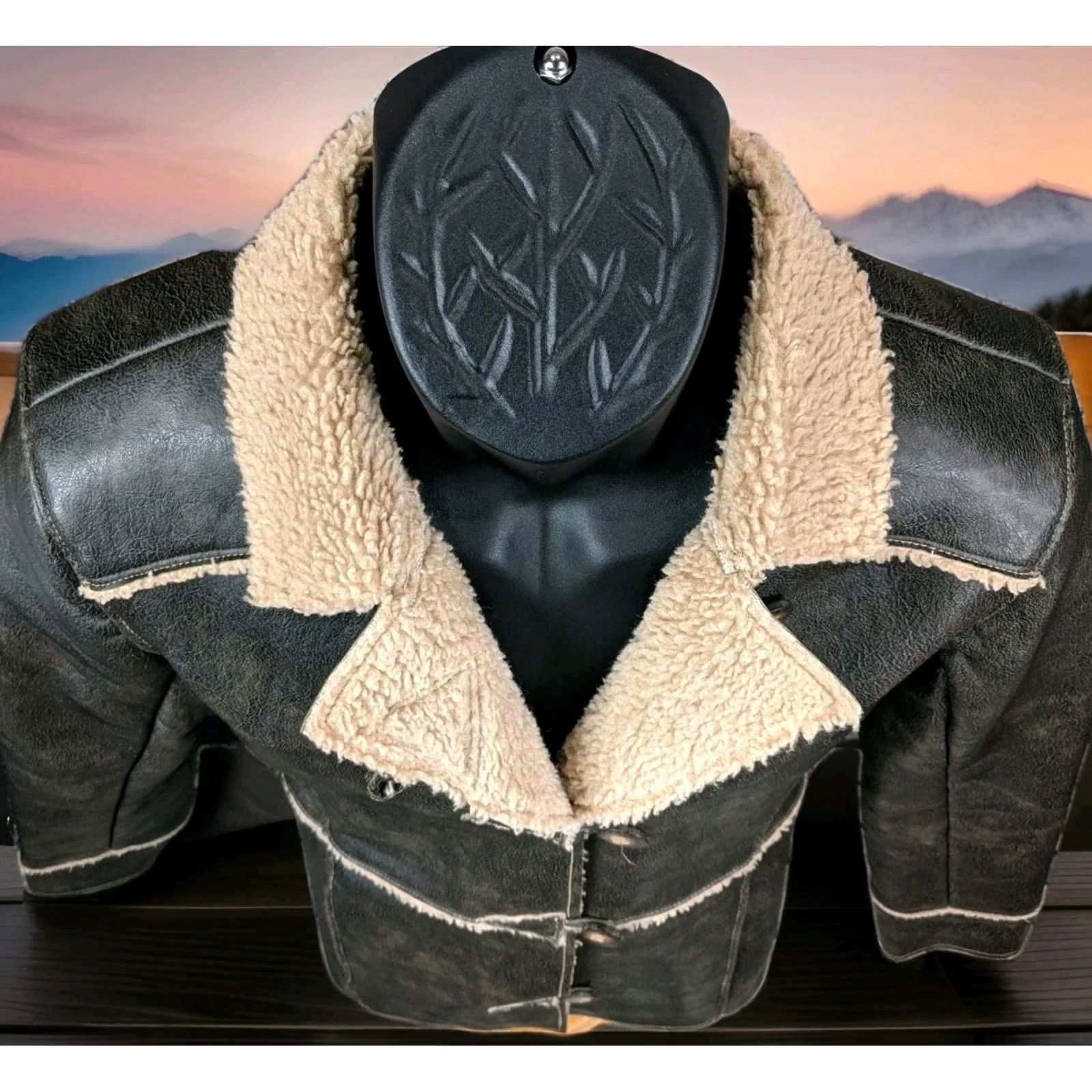 Silver Jeans Co. Silver Jeans Western Glove Brown Faux Leather Shearling Jacket Women Medium Size 32" / US 10 / IT 46 - 3 Thumbnail
