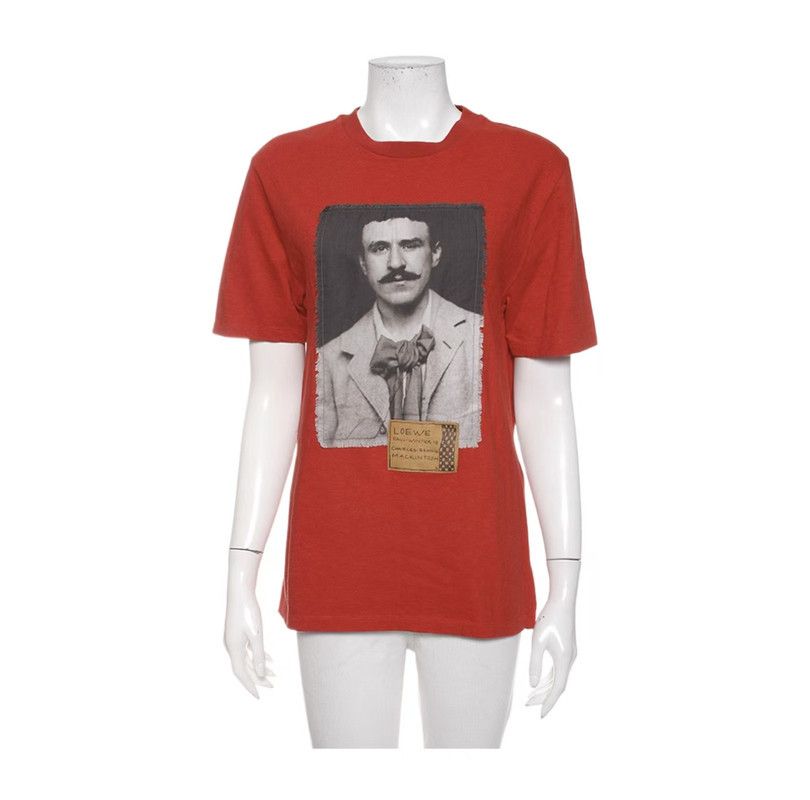Loewe Red Cotton Graphic Short Sleeve T-Shirt 0089