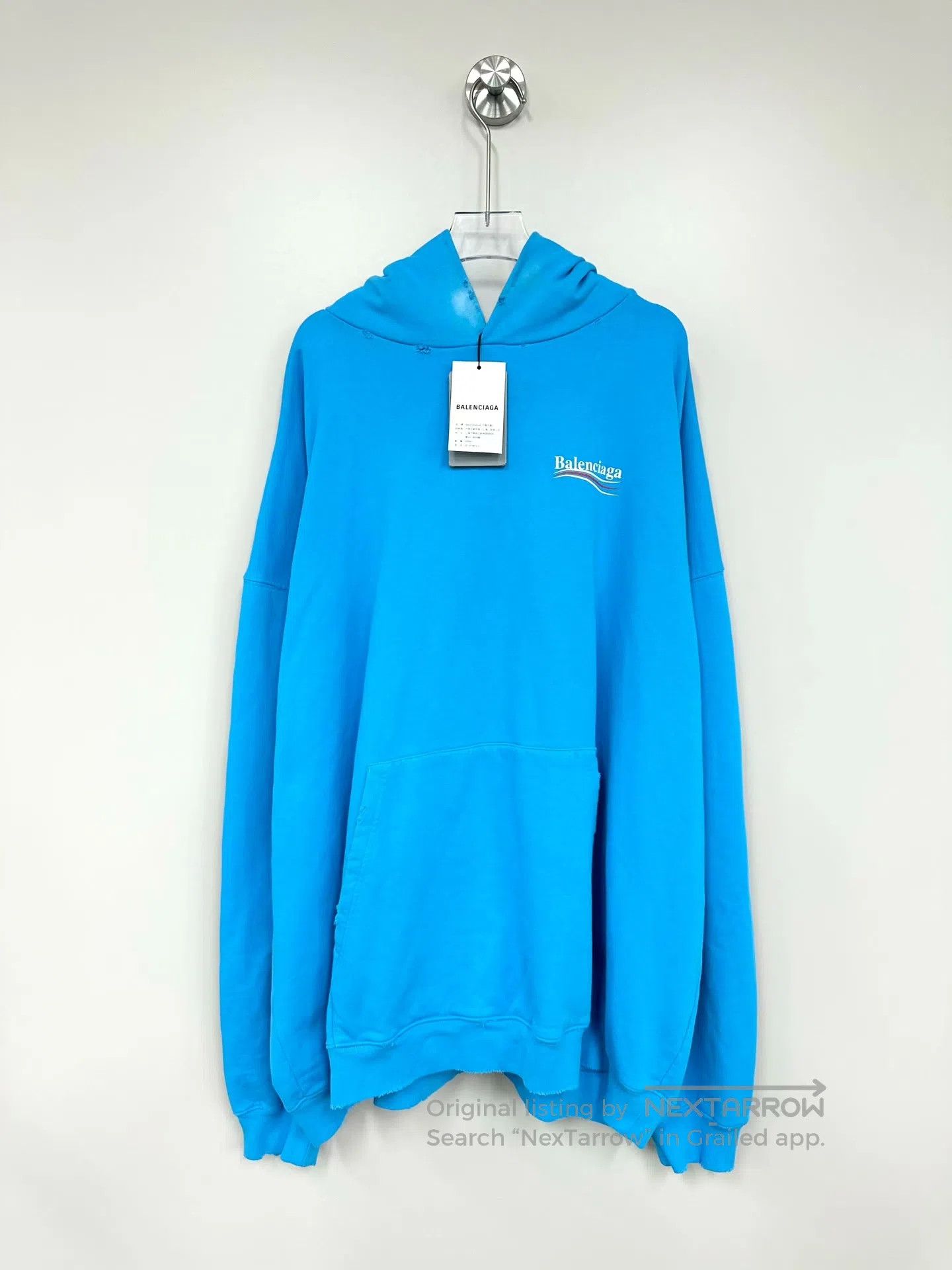 Balenciaga Balenciaga Blue Distressed Coke Logo Hooded Sweatshirt| Size US XS / EU 42 / 0 - 1 Thumbnail