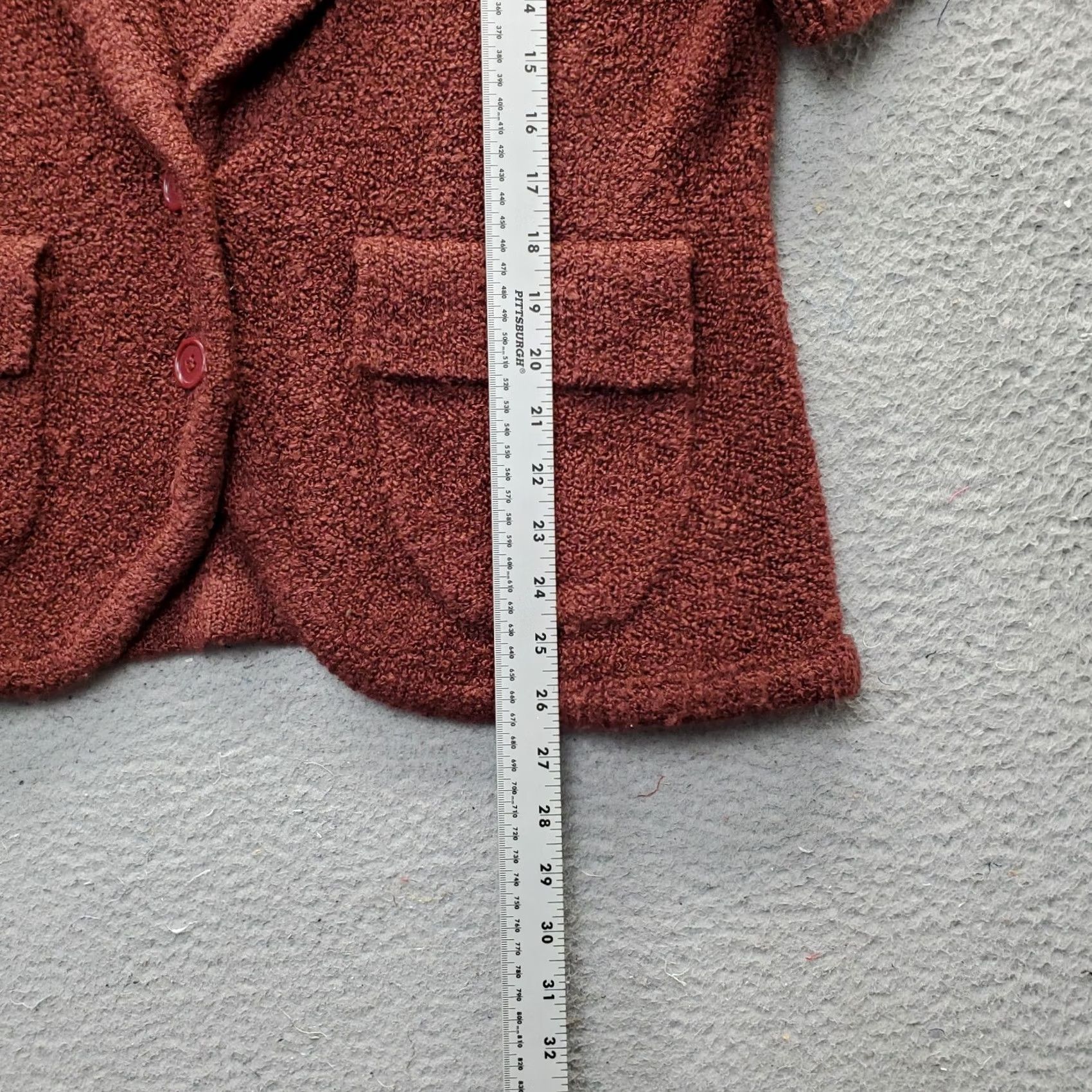 Vintage Axcess Cardigan Blazer Women XL Burgundy Knit Notch Lapel Patch Pocket Button Shirt / Sweater Size XL / US 12-14 / IT 48-50 - 3 Thumbnail