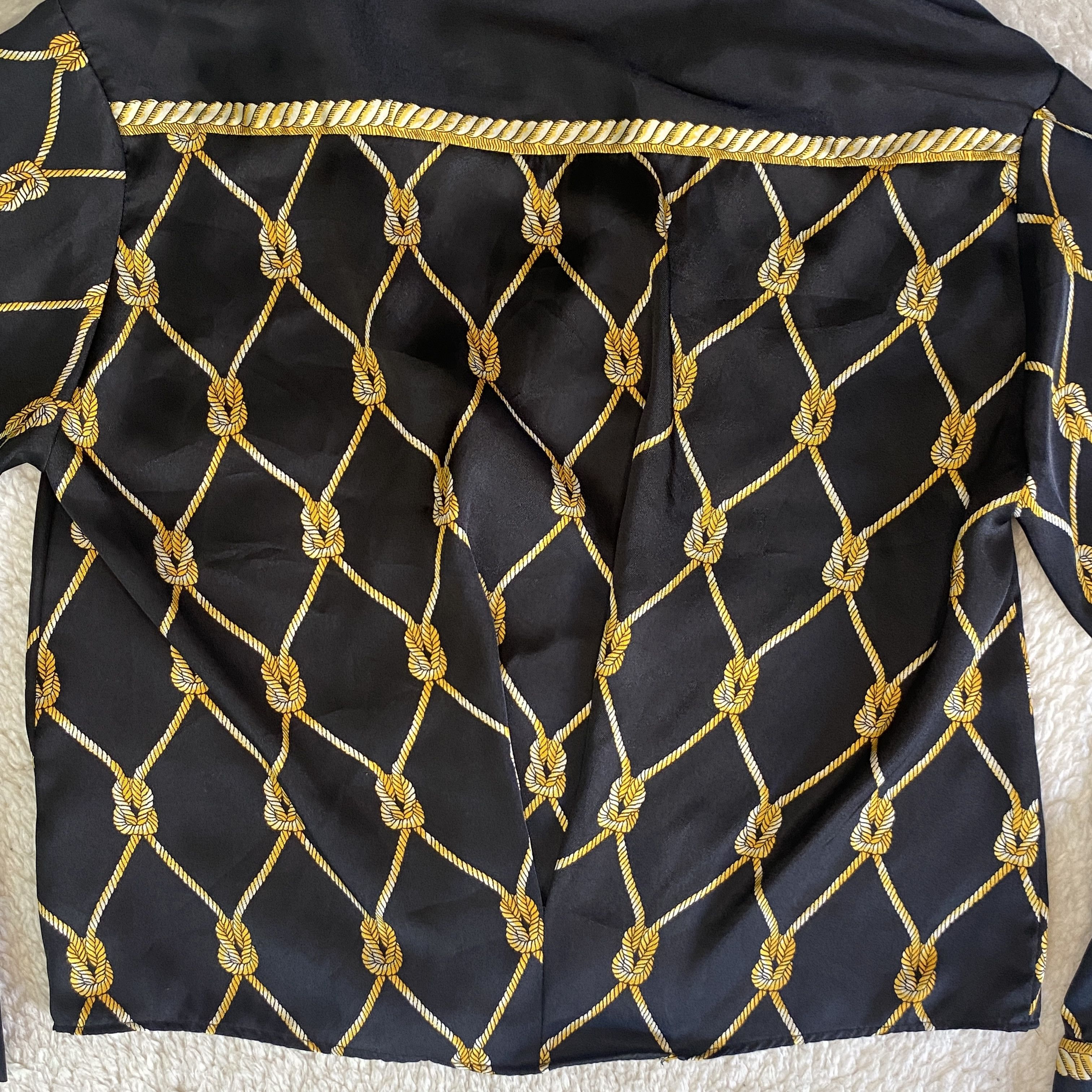 Zara ZARA TRF Collection Black Gold Chain Print Button Up Top Size S / US 4 / IT 40 - 2 Thumbnail