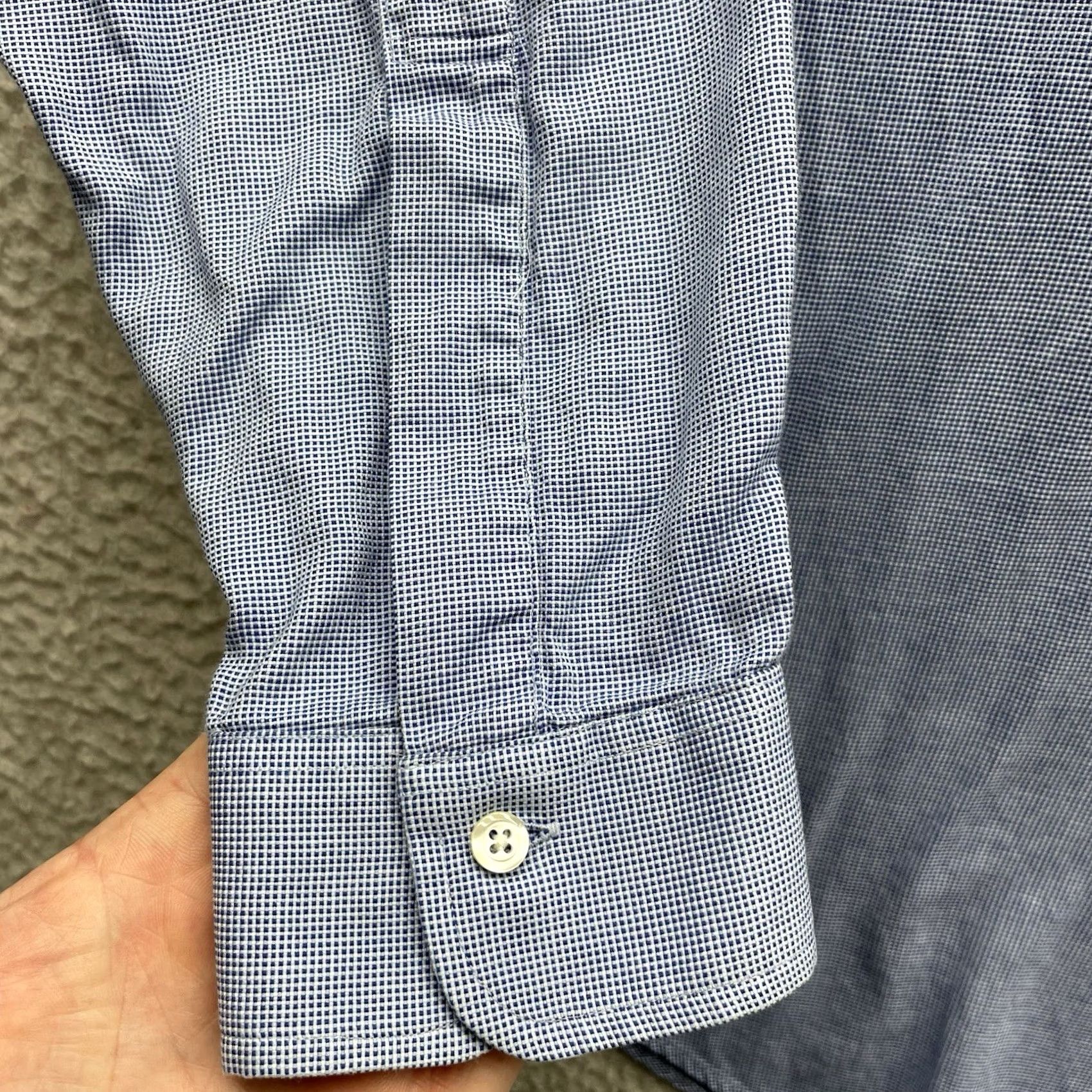 Brooks Brothers VINTAGE Brooks Brothers Dress Shirt Mens 16.5 Blue Check USA Long Sleeve Shirt Mens Regular 100% Cotton Blue Check Size 46R - 3 Thumbnail