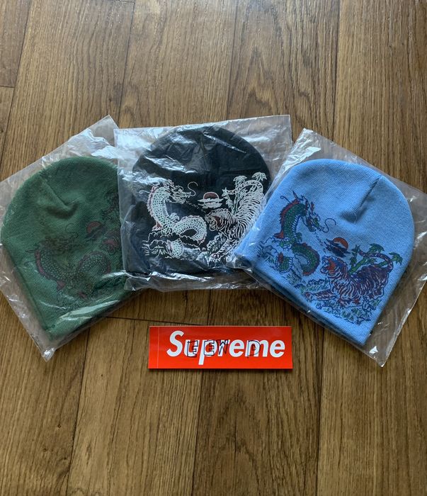 Supreme Supreme Dragon Beanie Black + Blue + Green SET | Grailed