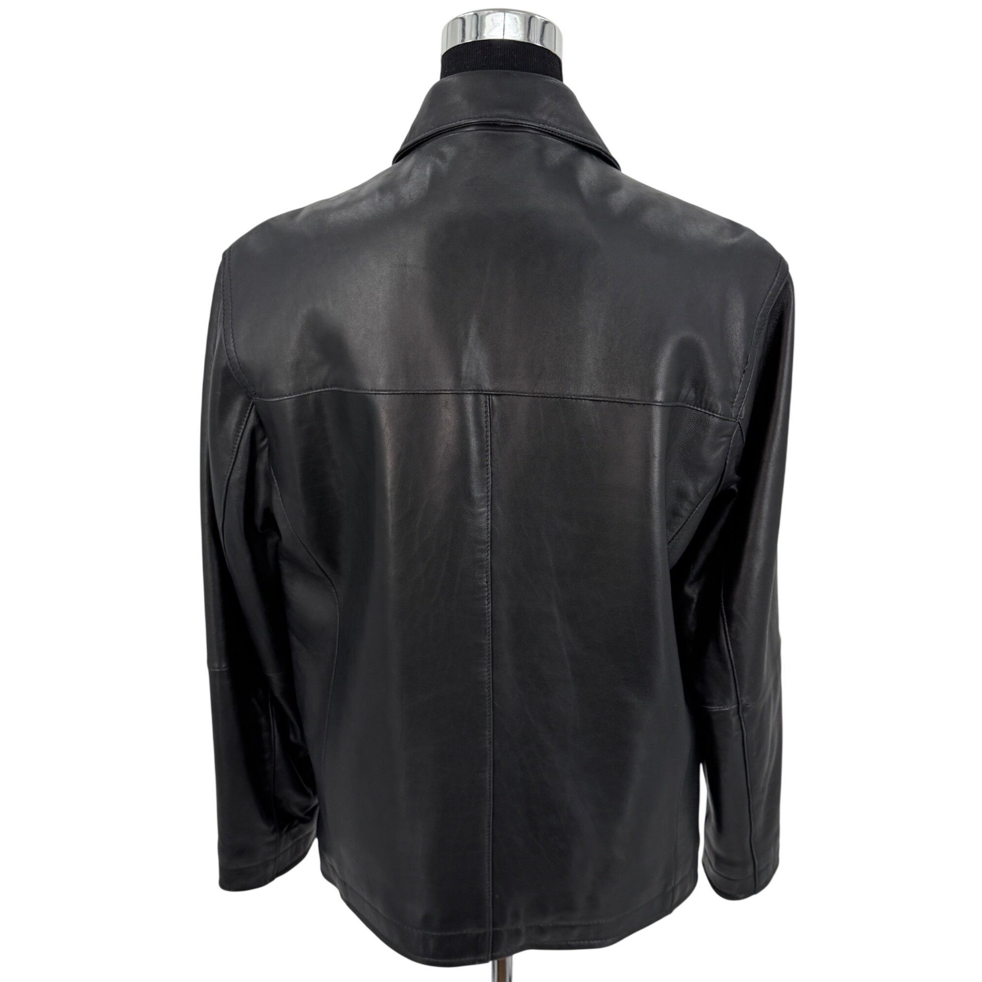 Perry Ellis VTG Perry Ellis Portfolio Mens Black Lambskin Leather Jacket Size US S / EU 44-46 / 1 - 8 Thumbnail