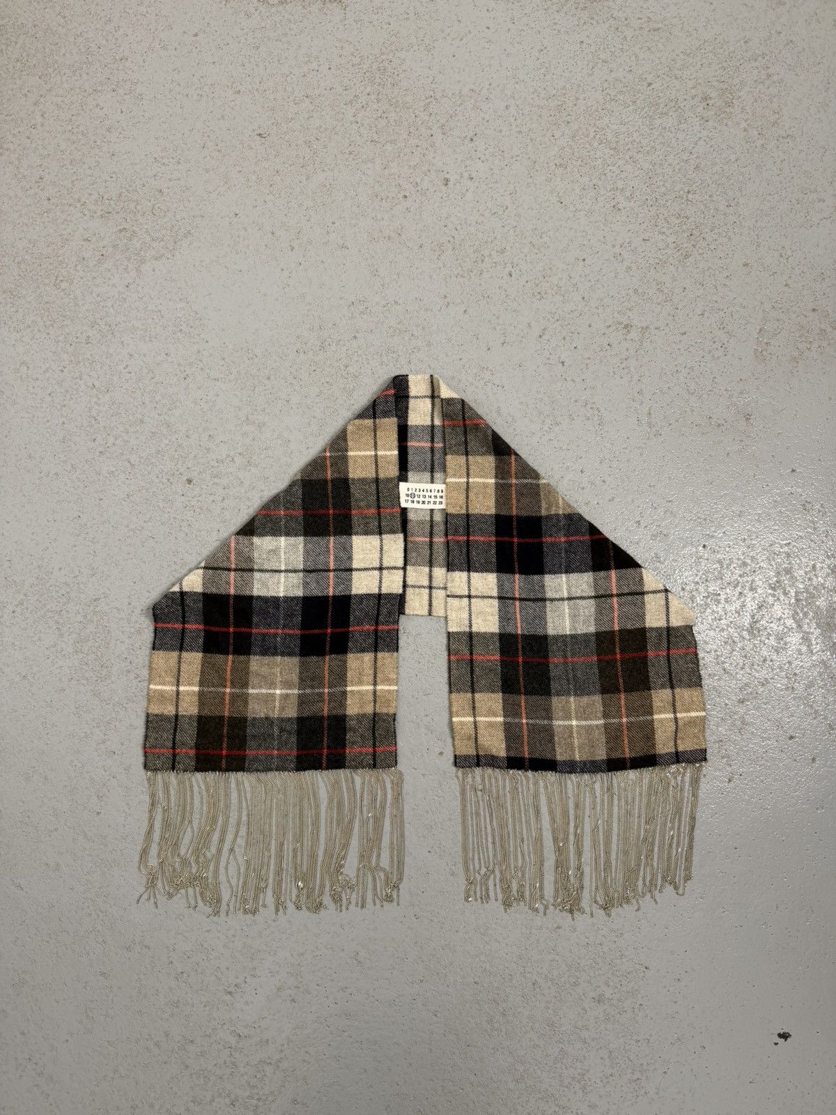 Maison Margiela Maison Margiela Metal Chain Fringe Checkered Scarf Size ONE SIZE - 2 Thumbnail