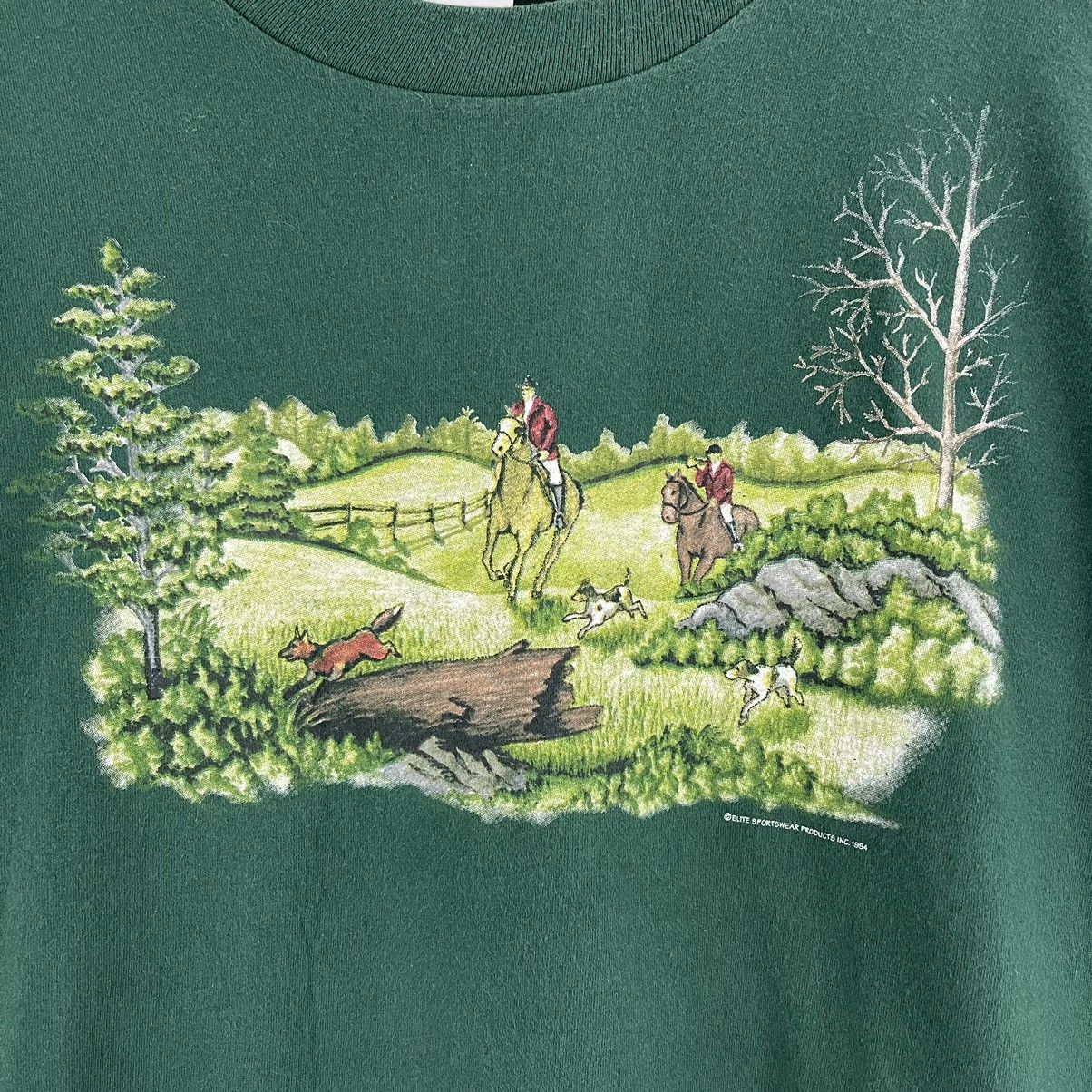 Anvil Vintage 1994 Green Fox Hunt Sport Single Stitch Graphic Tee Size US XL / EU 56 / 4 - 4 Thumbnail