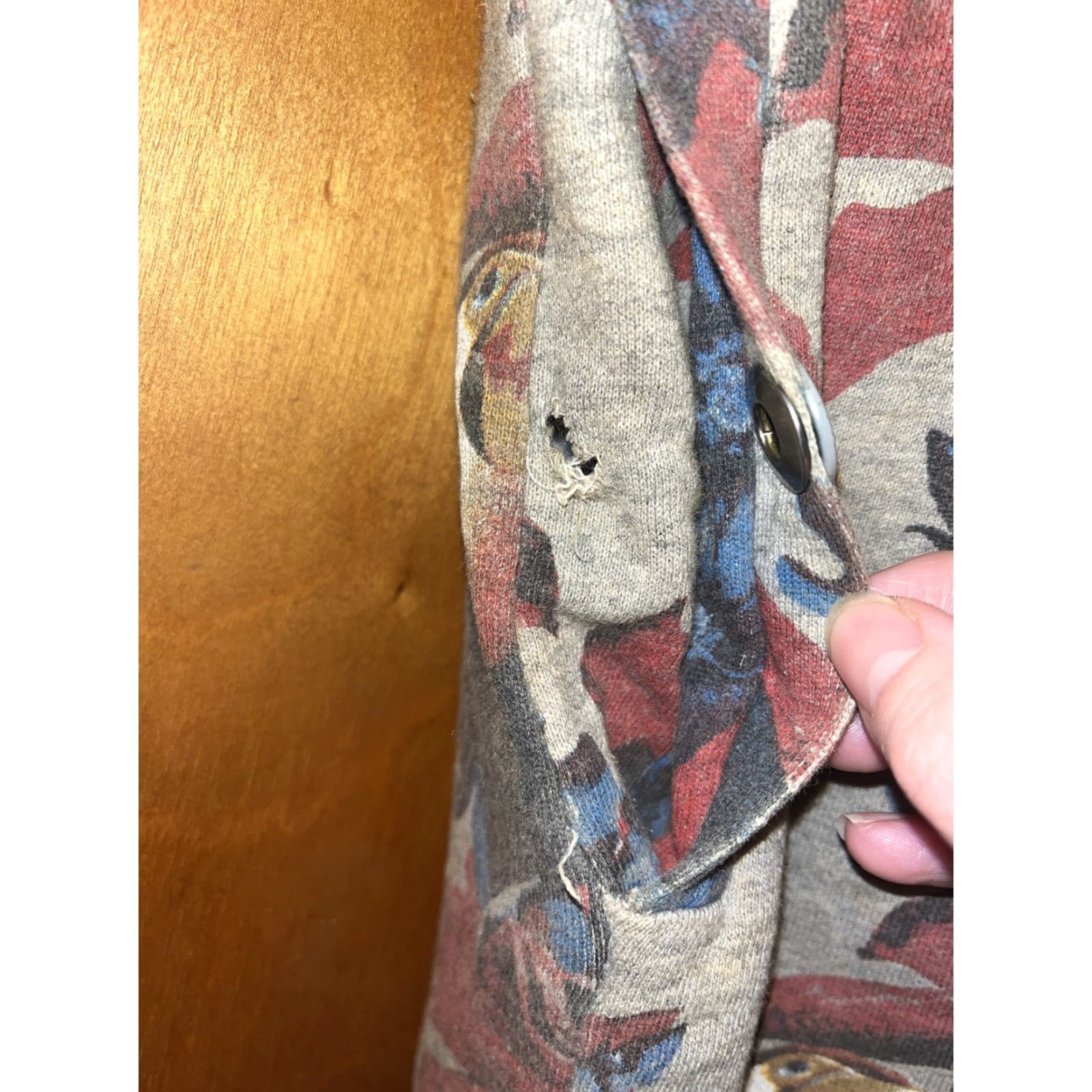 Vintage Play Cloths Mens XL Floral Cotton SweatShorts with Pockets, Jungle Bird Tropic Flowers, Casual Summer Fall Spring Wear Size US 36 / EU 52 - 3 Thumbnail