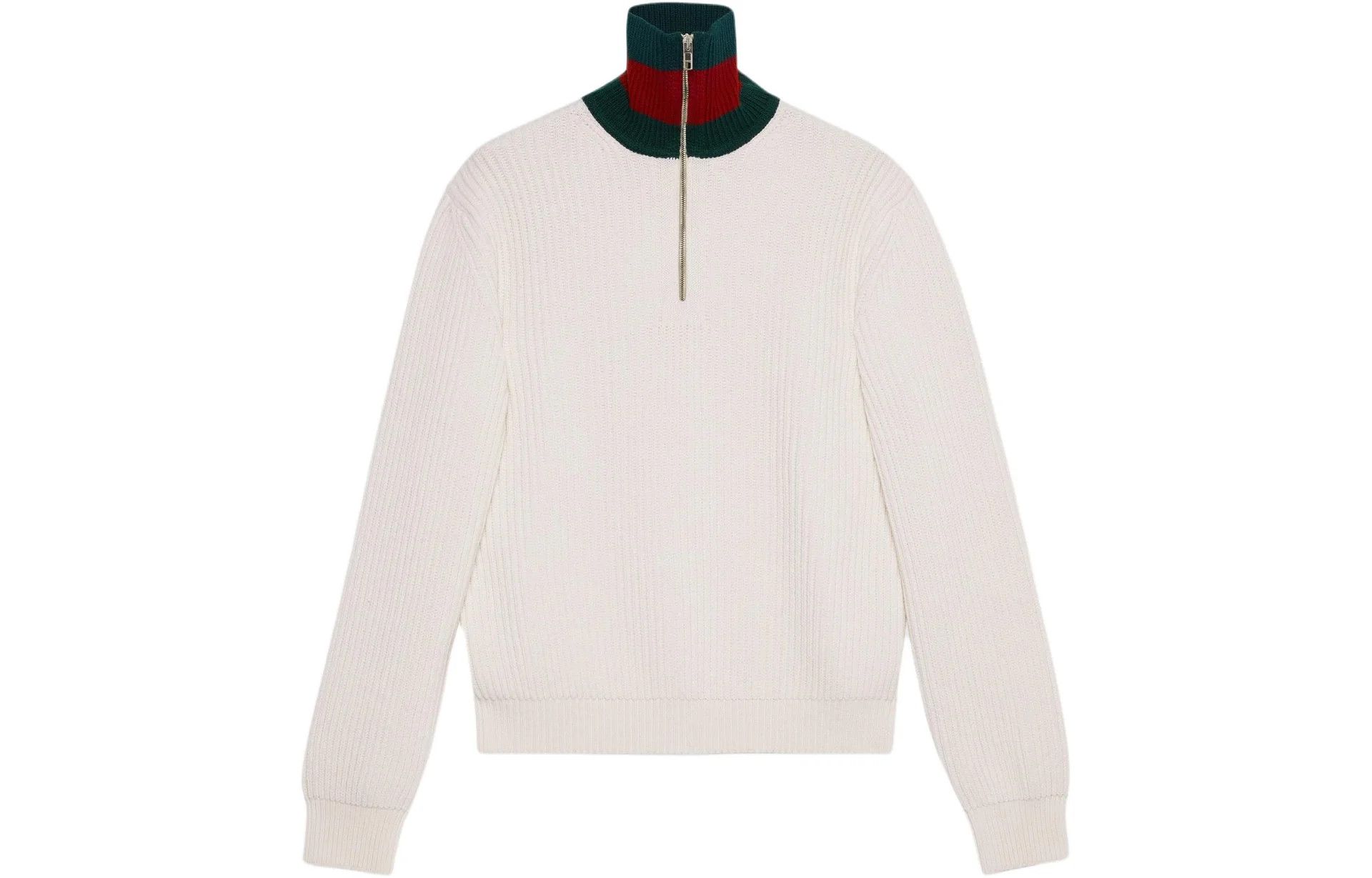 Gucci o1loc1c0925 Knit Wool Sweater With Web in Ivory Size US S / EU 44-46 / 1 - 2 Thumbnail