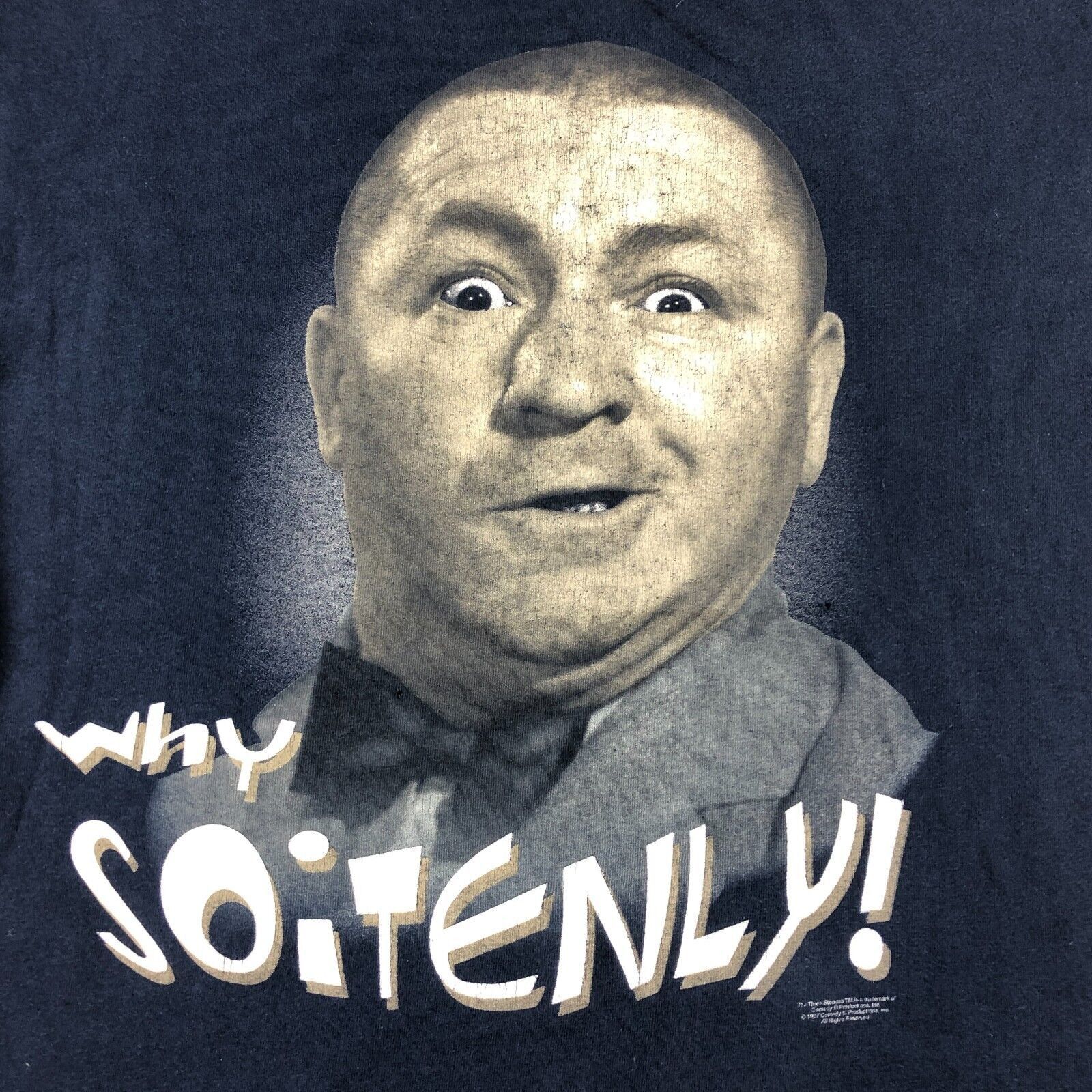 Vintage Vintage 1997 The Three Stooges Why Soitenly Navy Tee Size XL Size US XL / EU 56 / 4 - 2 Thumbnail
