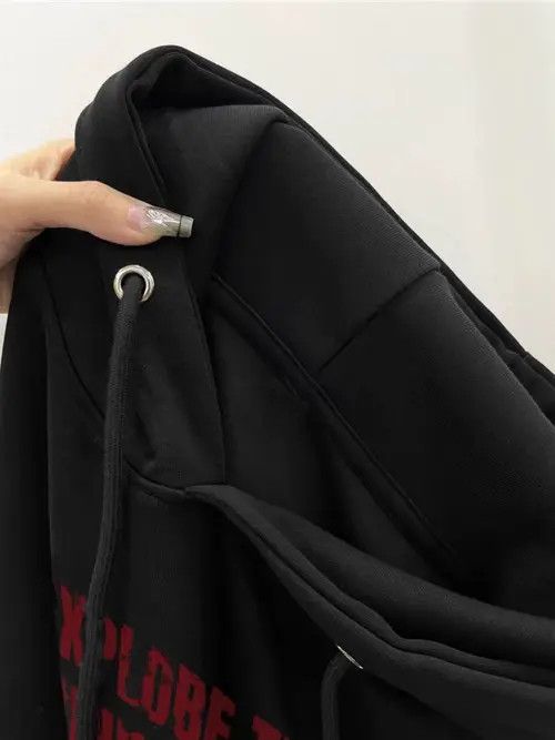 VIBE Letter Print Retro Hip Hop Hooded Sweatshirt Size US L / EU 52-54 / 3 - 4 Thumbnail