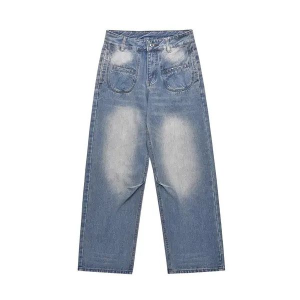 Japanese Brand Rena Men's loose casual wide-leg straight gradient jeans Size US 32 / EU 48 - 7 Thumbnail