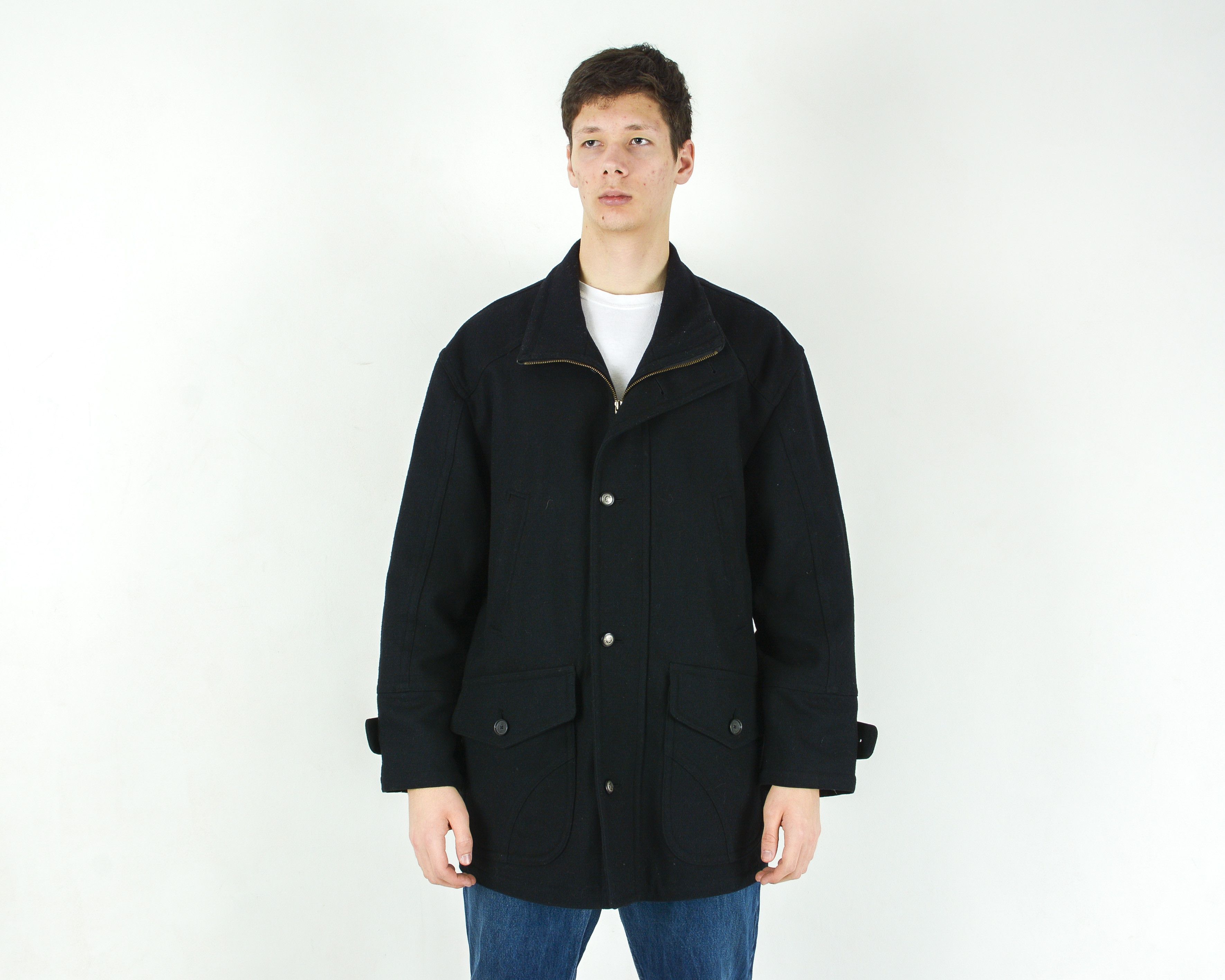 Vintage KARLSBURG US 40 UK Wool Trench Jacket Pea Overcoat Vintage M Size US M / EU 48-50 / 2 - 1 Thumbnail