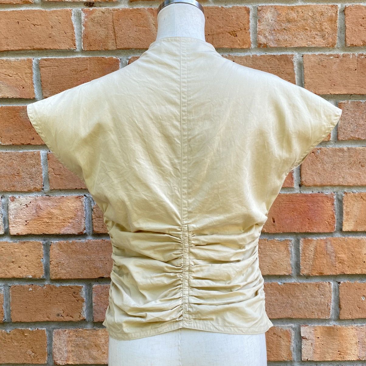 Japanese Brand KEI IWAMOTO Beige Ruched Button-Front Blouse Size S / US 4 / IT 40 - 2 Thumbnail