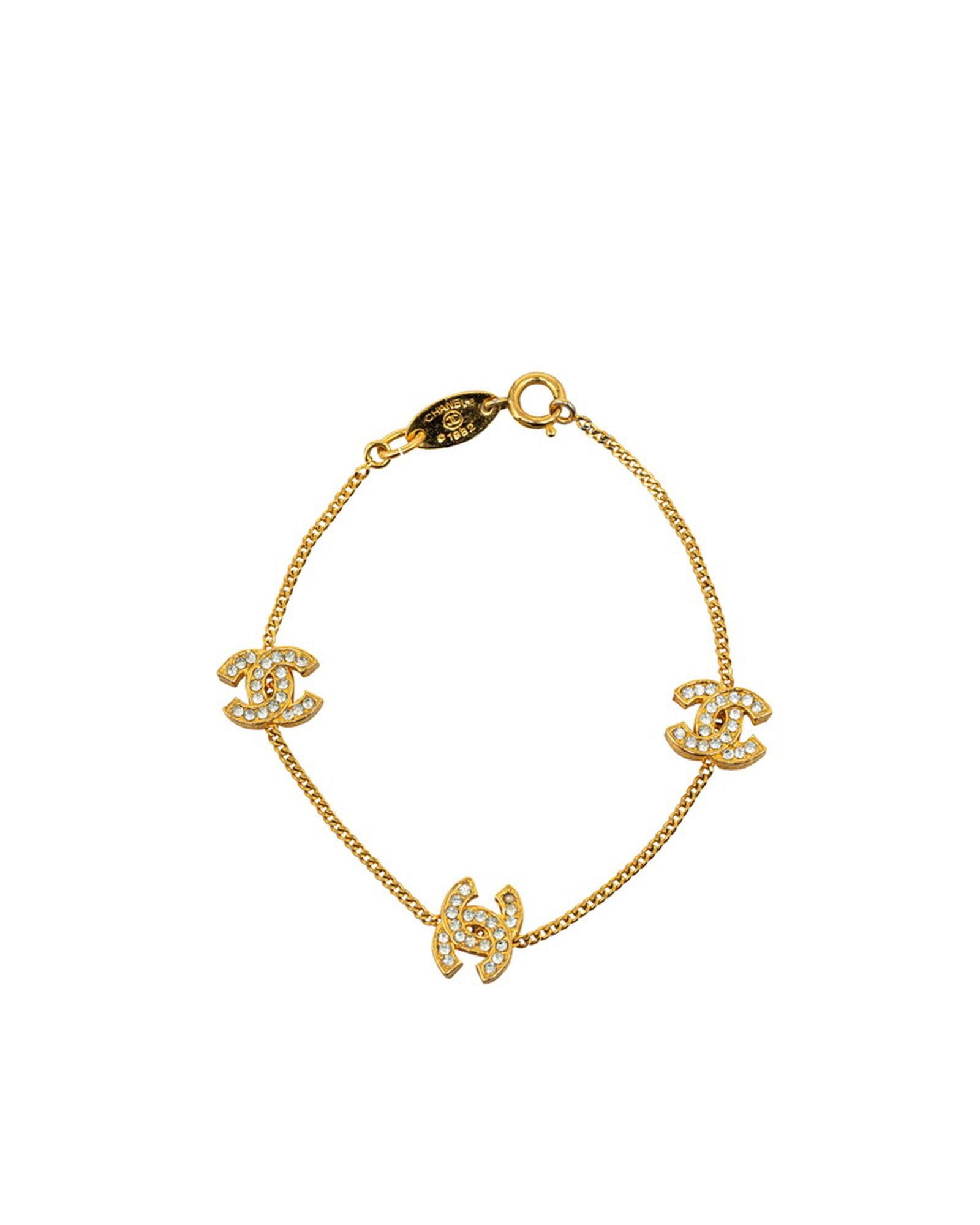 image of Gold Chanel Cc Station Chain Bracelet - Ab Condition, Women's