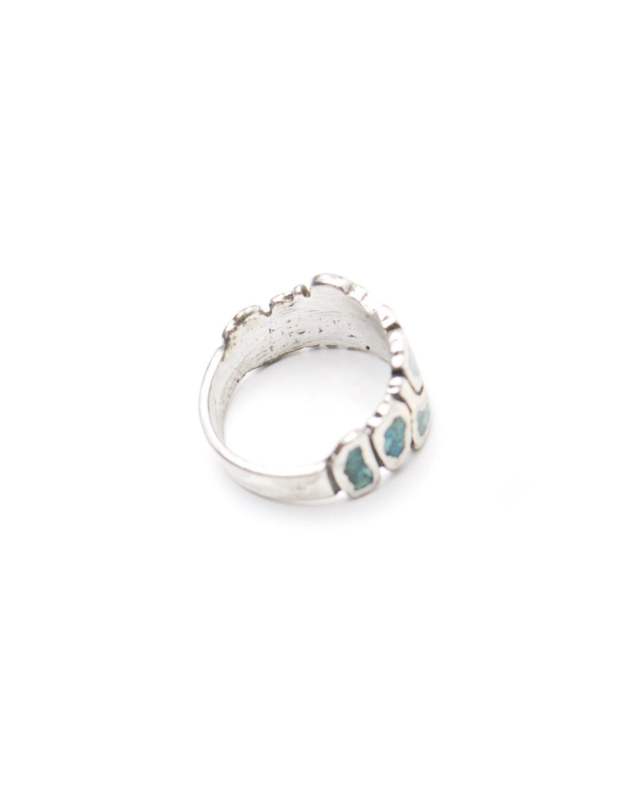 Vintage 2000S JAPANESE MADE NAVAJO TURQUOISE INLAY METAL RING Size ONE SIZE - 3 Thumbnail