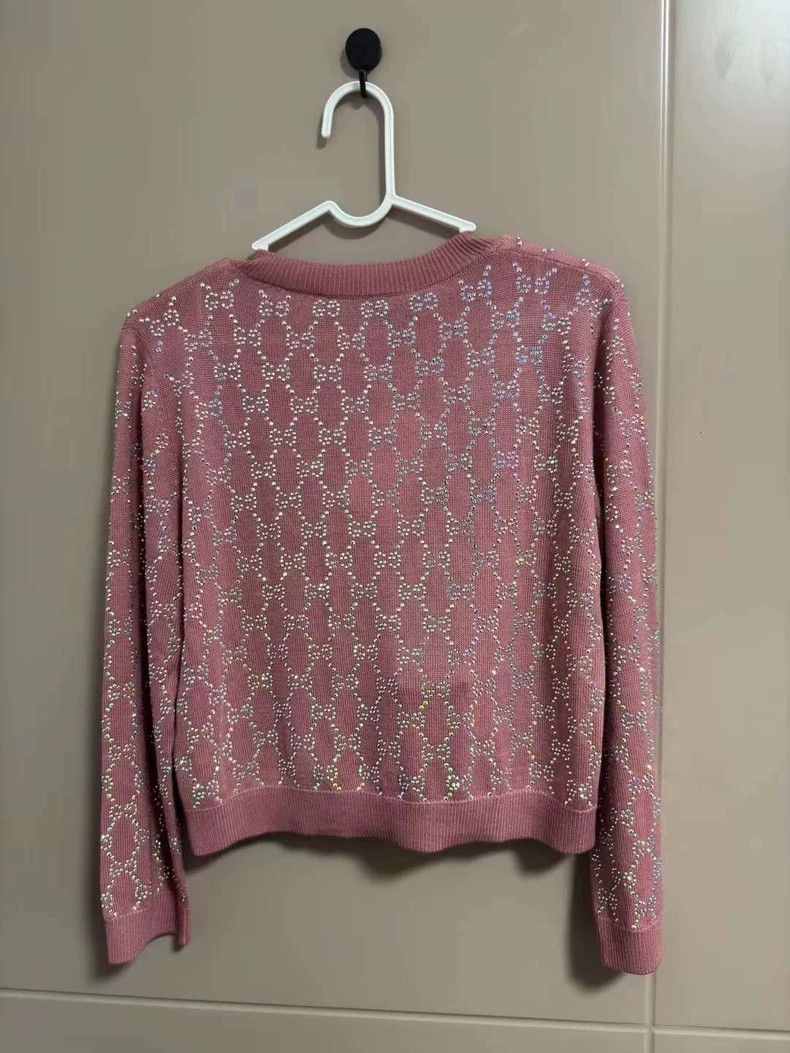Gucci Gucci Pink rhinestone double g knitted cardigan sweater 250 Size US S / EU 44-46 / 1 - 2 Thumbnail