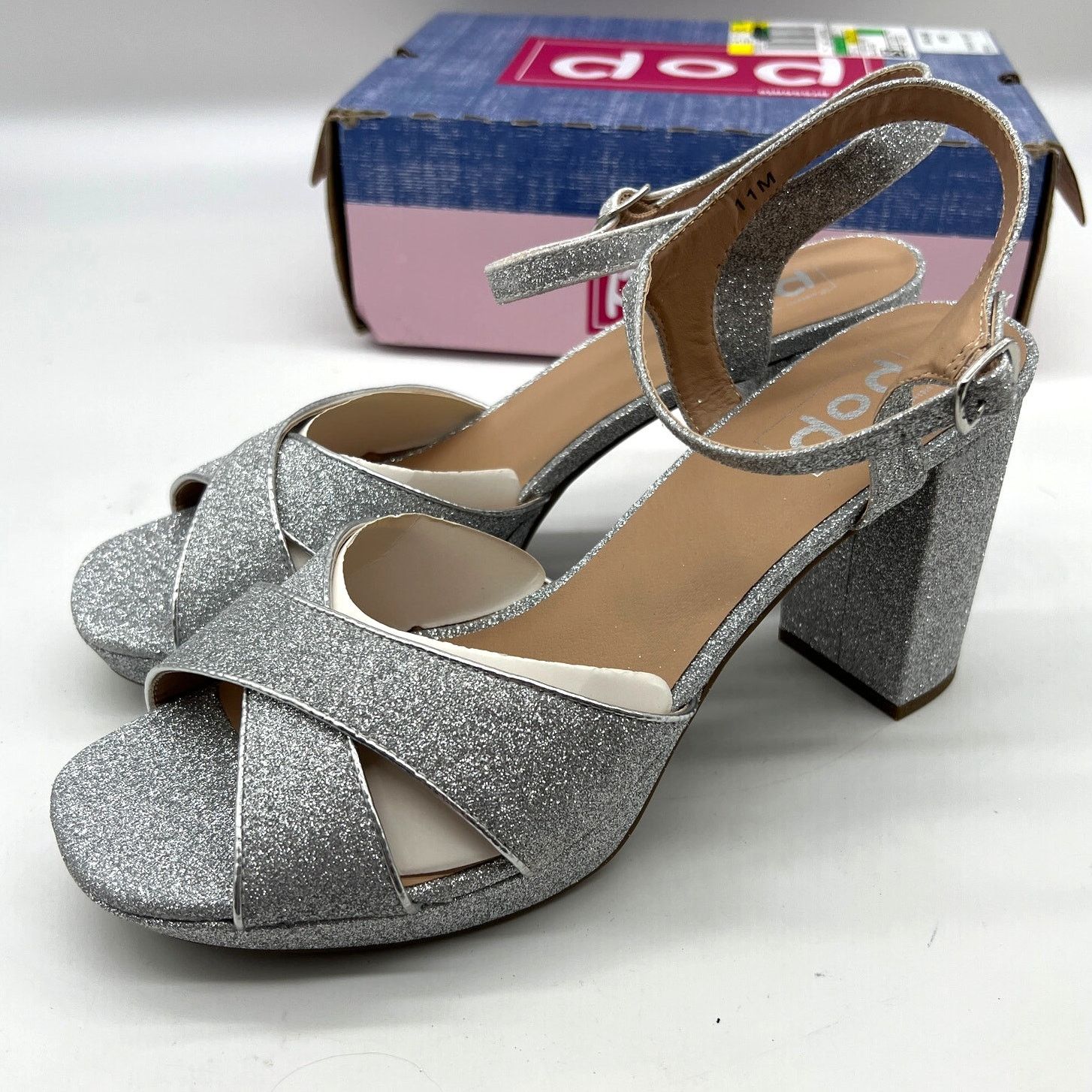 Other Pop Delighted Womens Silver Glitter Heeled Sand Size US 11 / IT 41 - 1 Thumbnail