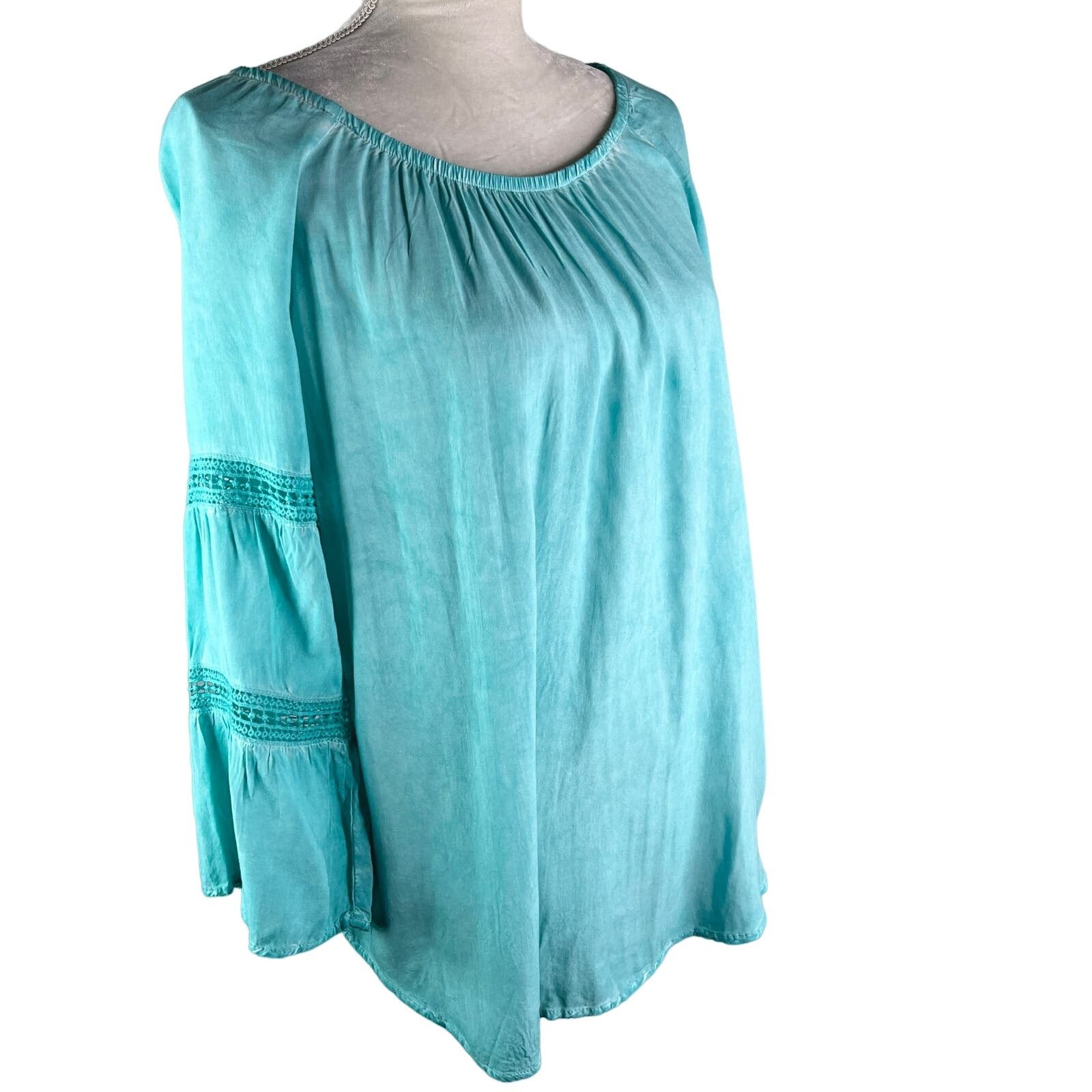 Other Floral & Ivy Top Boho Blouse Turquoise Lace Cutouts M New Size M / US 6-8 / IT 42-44 - 5 Thumbnail