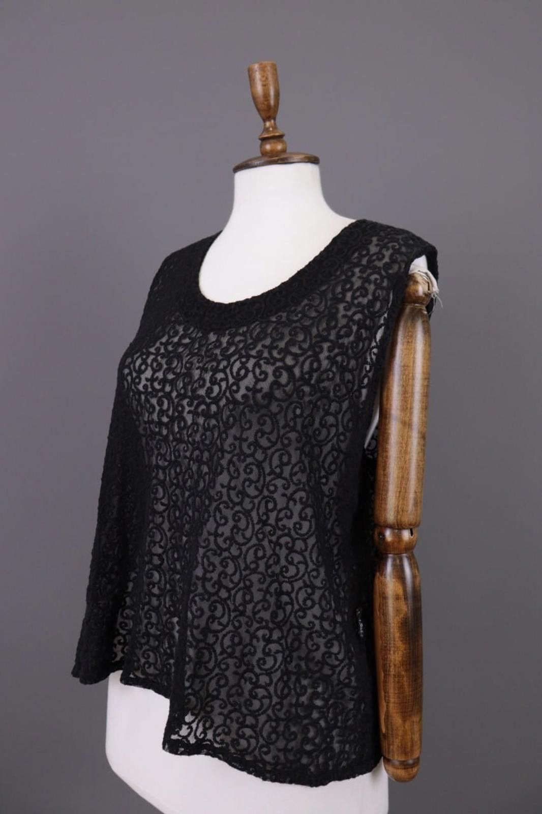 Designer Sarah Santos Black Mesh Sleveless Top Blouse Size S Size S / US 4 / IT 40 - 6 Thumbnail