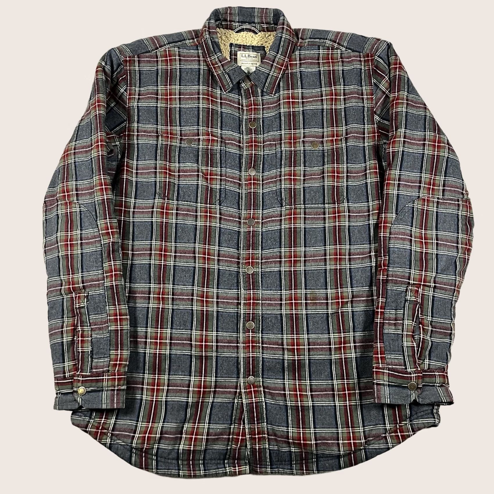 Vintage LL Bean Shirt Mens L Plaid Heavy Sherpa Fleece Lined Shacket Flannel Pockets Size US L / EU 52-54 / 3 - 1 Thumbnail