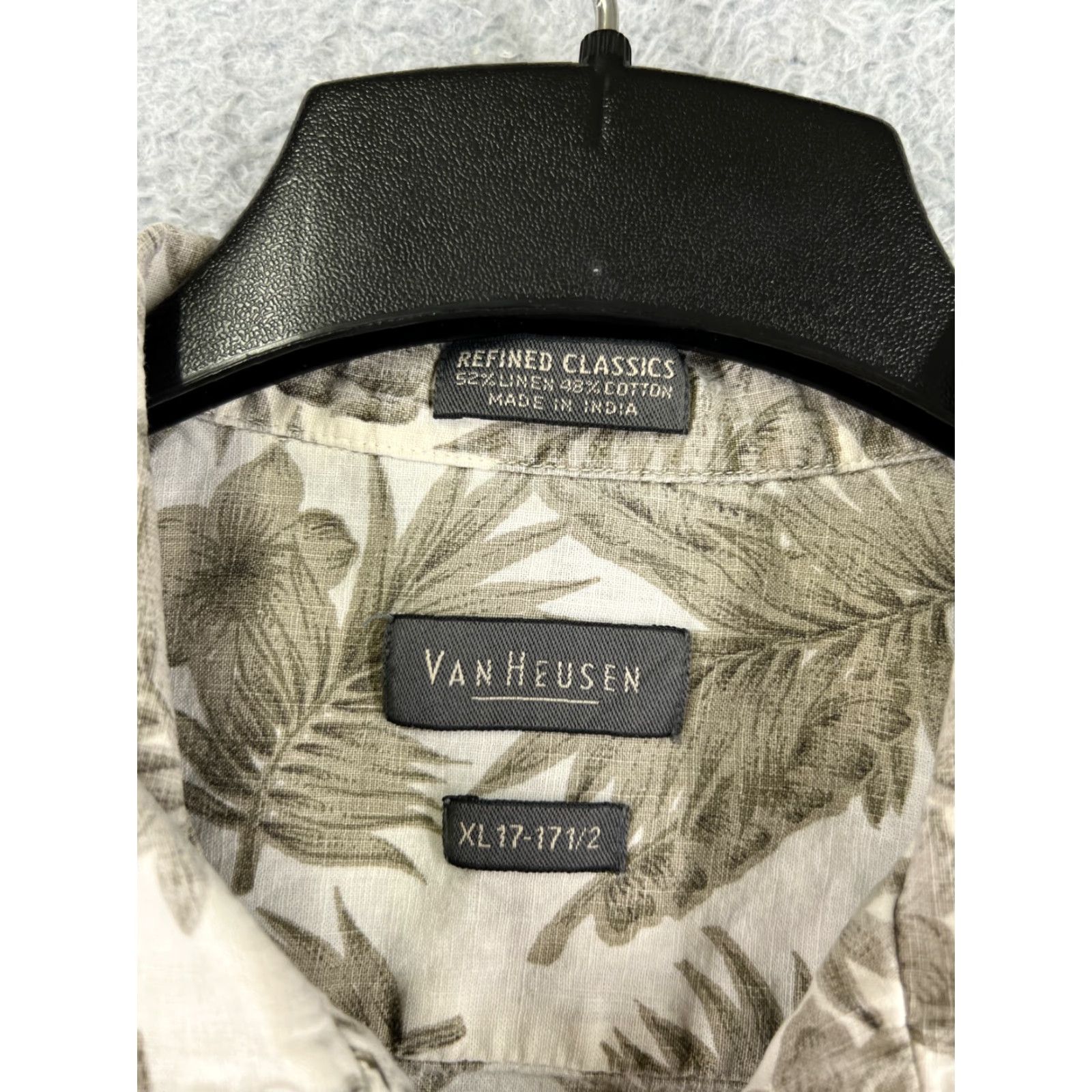 Van Heusen Van Heusen Shirt Mens XL Beige Linen Hawaiian Button-Up Short Sleeve Palm Beach Beachwear Pattern Floral 90s? Size US XL / EU 56 / 4 - 3 Thumbnail