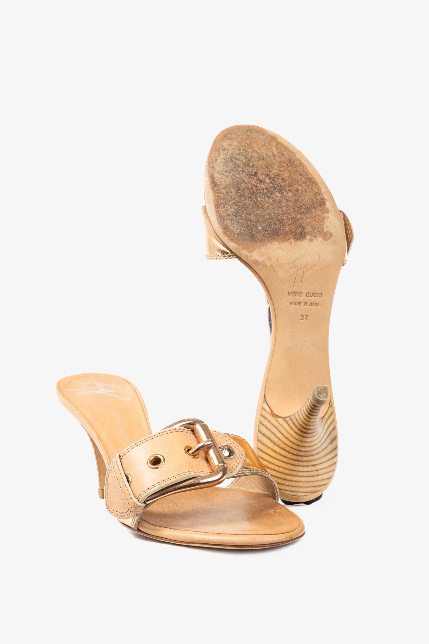 Giuseppe Zanotti Giuseppe Zanotti Camel Leather Buckled Mule Sandals Size US 6.5 / IT 36.5 - 5 Thumbnail