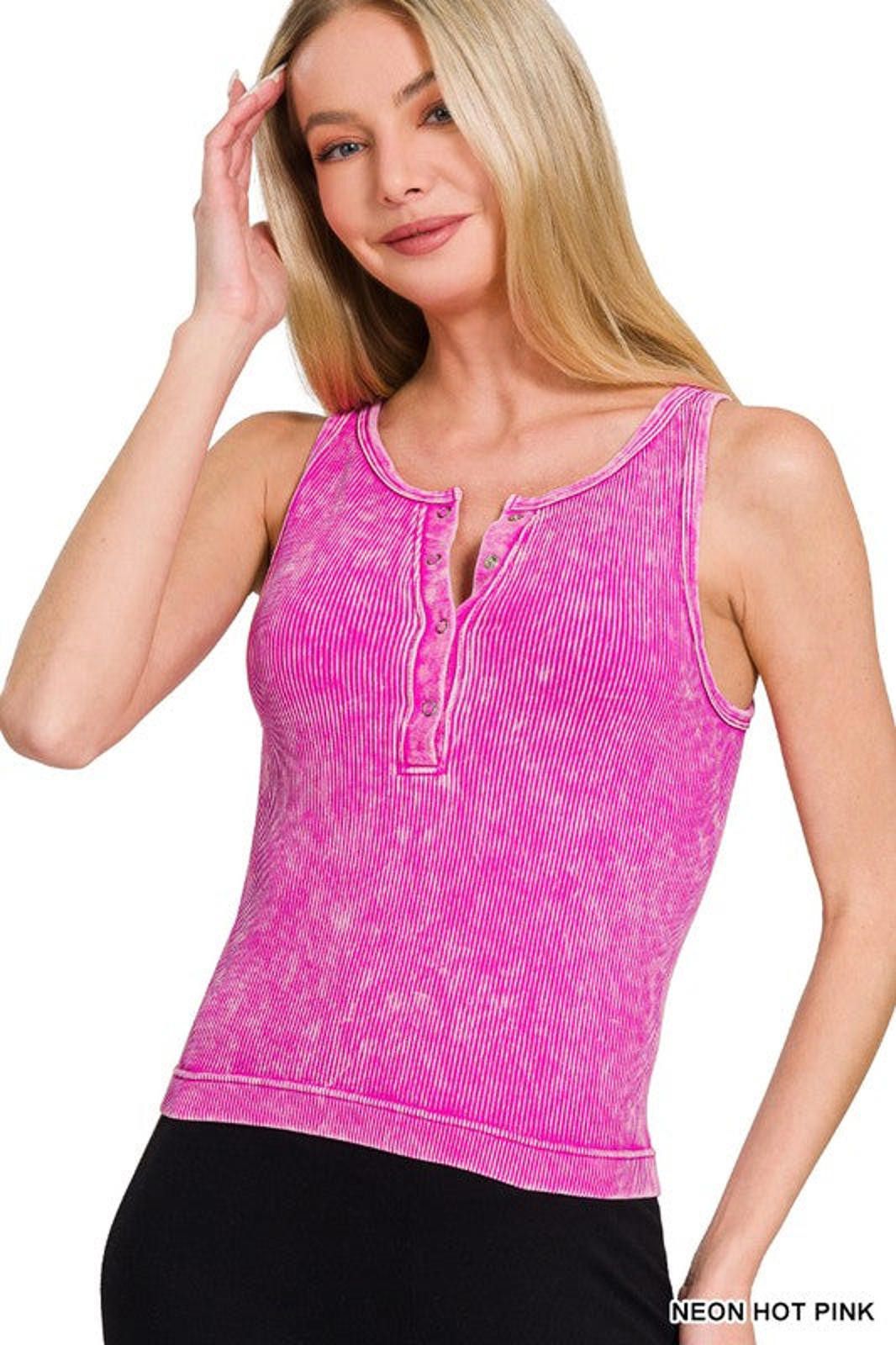 Other Washed Ribbed Seamless Button Up Tank Top Size S / US 4 / IT 40 - 4 Thumbnail