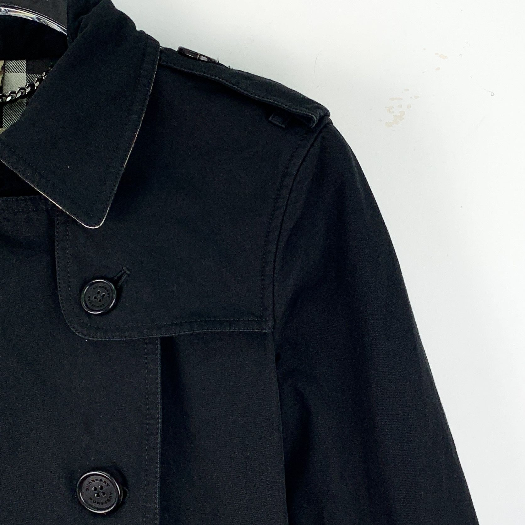 Burberry Burberry Black Belted Cotton Trench Coat (Size XS) Size XS / US 0-2 / IT 36-38 - 6 Thumbnail