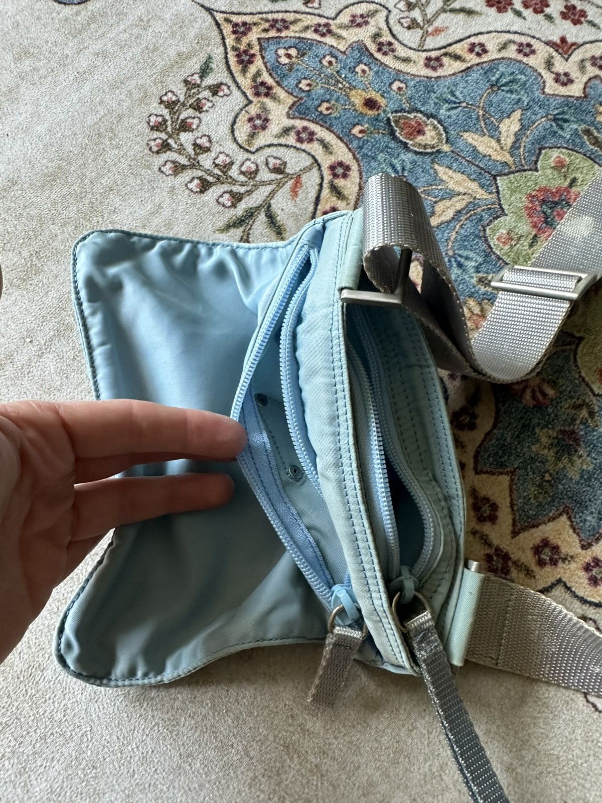 Prada × Vintage Vintage 2000s Prada Nylon Blue Messenger Crossbody Bag Size ONE SIZE - 7 Thumbnail