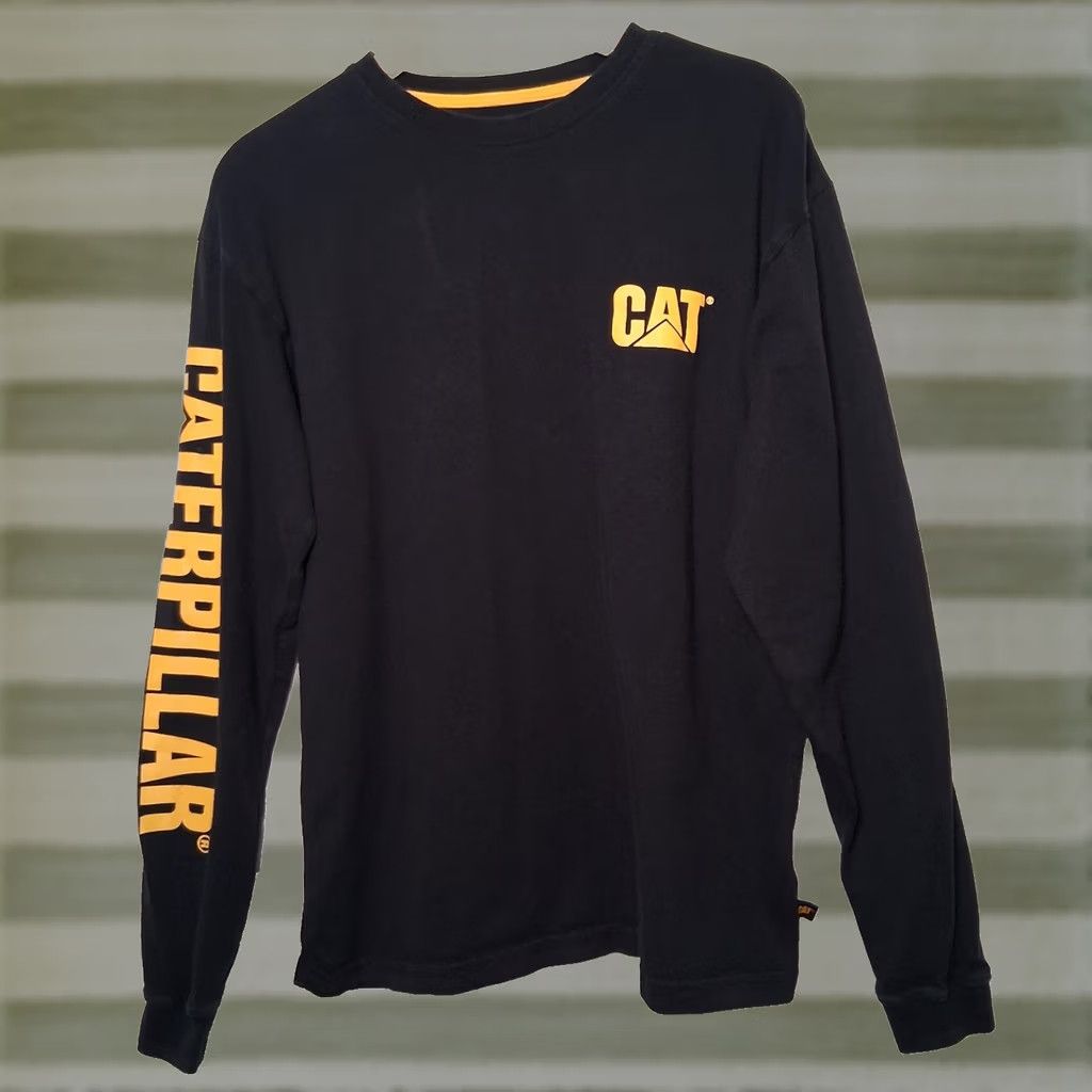 Vintage CAT Shirt T Logo Work Heavy Equipment Long Sleeve M Black Cotton Knit Crew Neck Men Regular Size US M / EU 48-50 / 2 - 1 Thumbnail