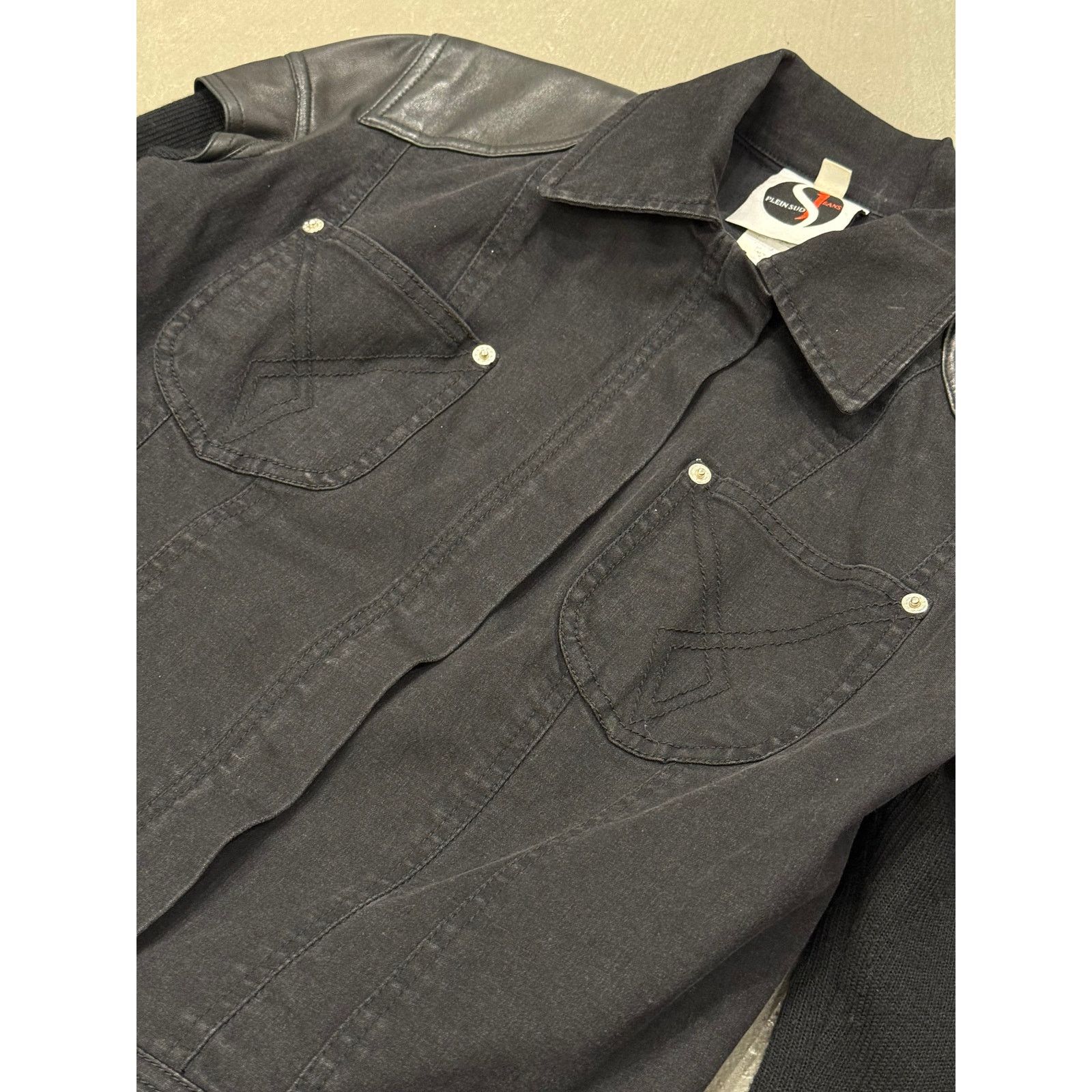 plein sud 2000s Plein Sud hybrid biker jacket with leather shoulders Size US L / EU 52-54 / 3 - 6 Thumbnail