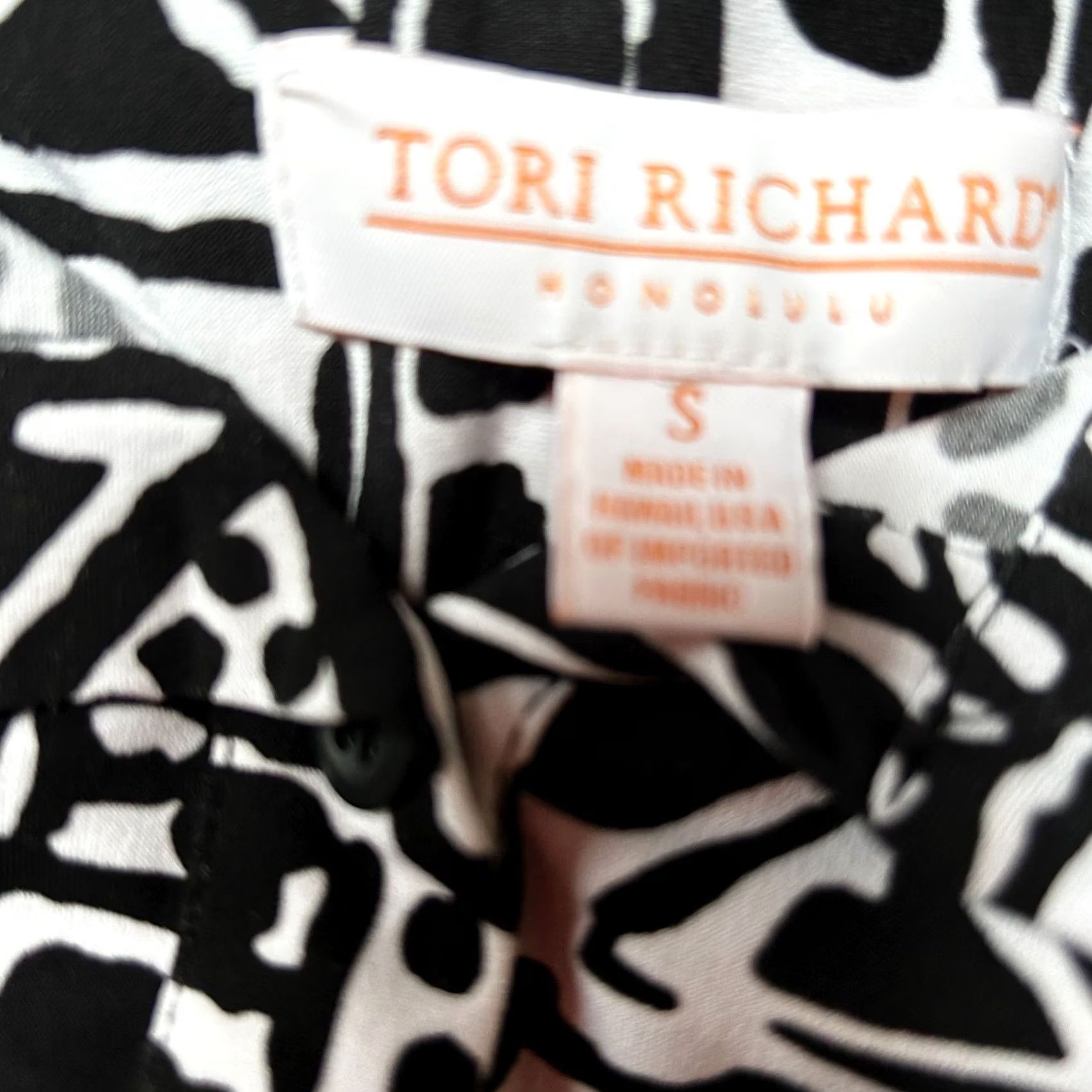 Tori Richard Tori Richard Shirt Dress Womens Midi Small Black Geometric Print Button Front Half Button Front Long Sleeve Casual Workwear Size Small Size S / US 4 / IT 40 - 3 Thumbnail